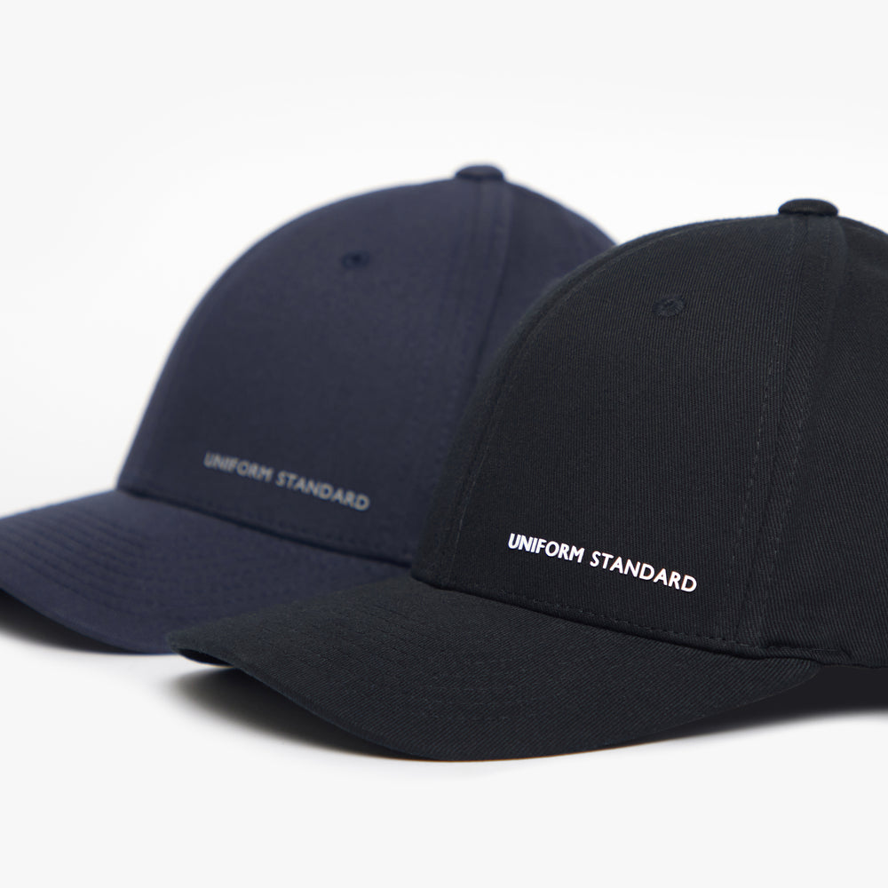 Uniform Standard minimalist cap in Black designed in East London