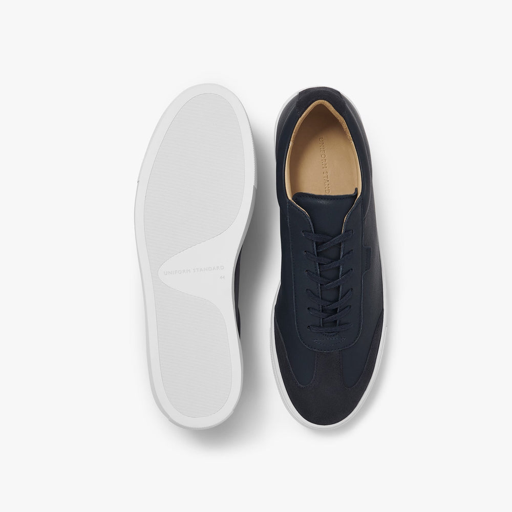 Uniform Standard Men's Series 3 minimalist leather sneaker in Blue handcrafted in Portugal