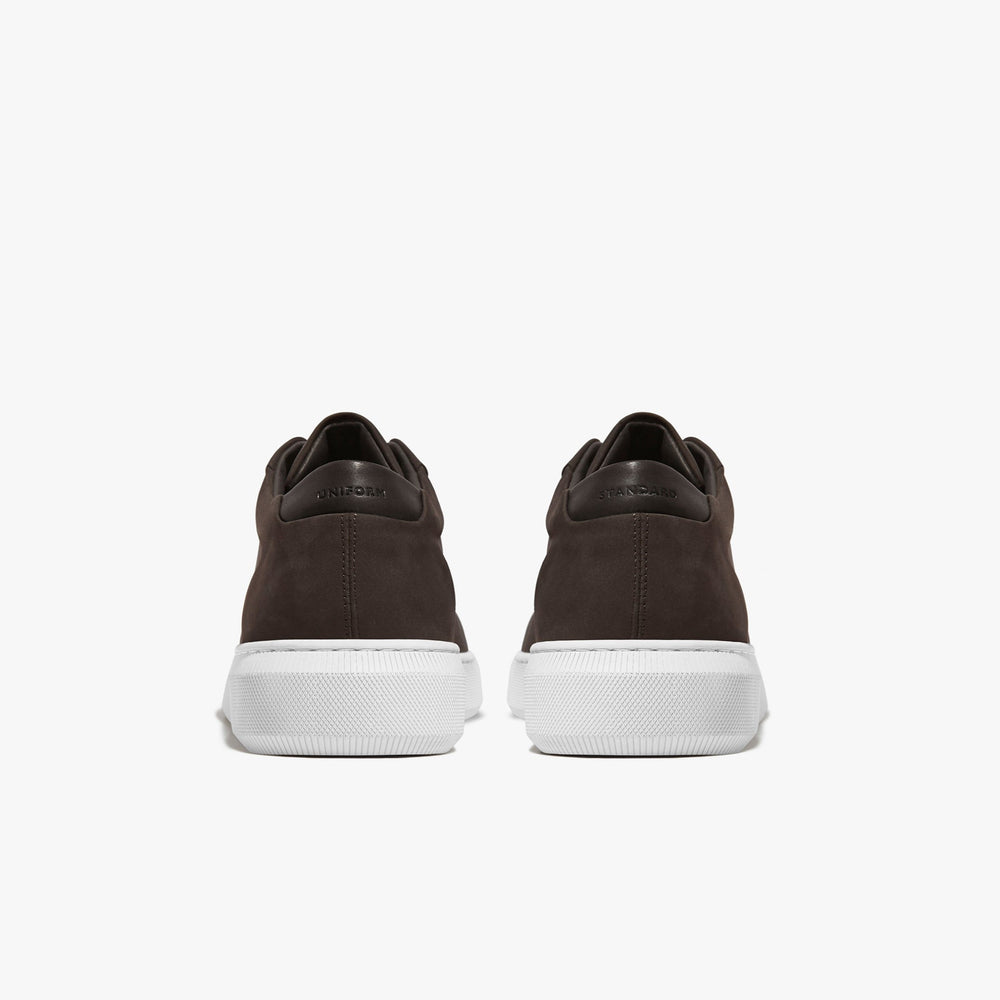 Uniform Standard Men's Series 8 minimalist nubuck leather sneaker in Brown handcrafted in Portugal