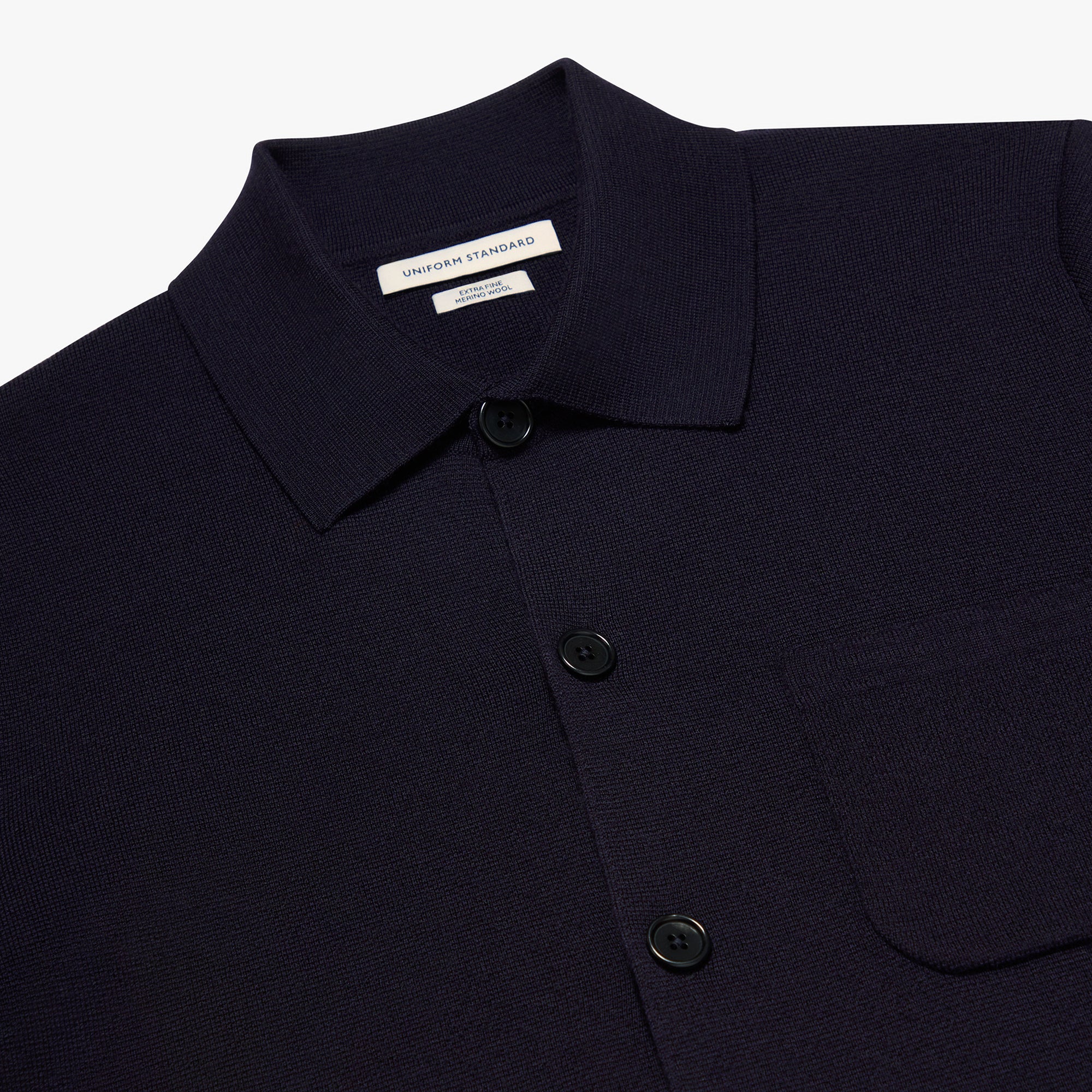 Merino Wool Knit Overshirt Navy Mens