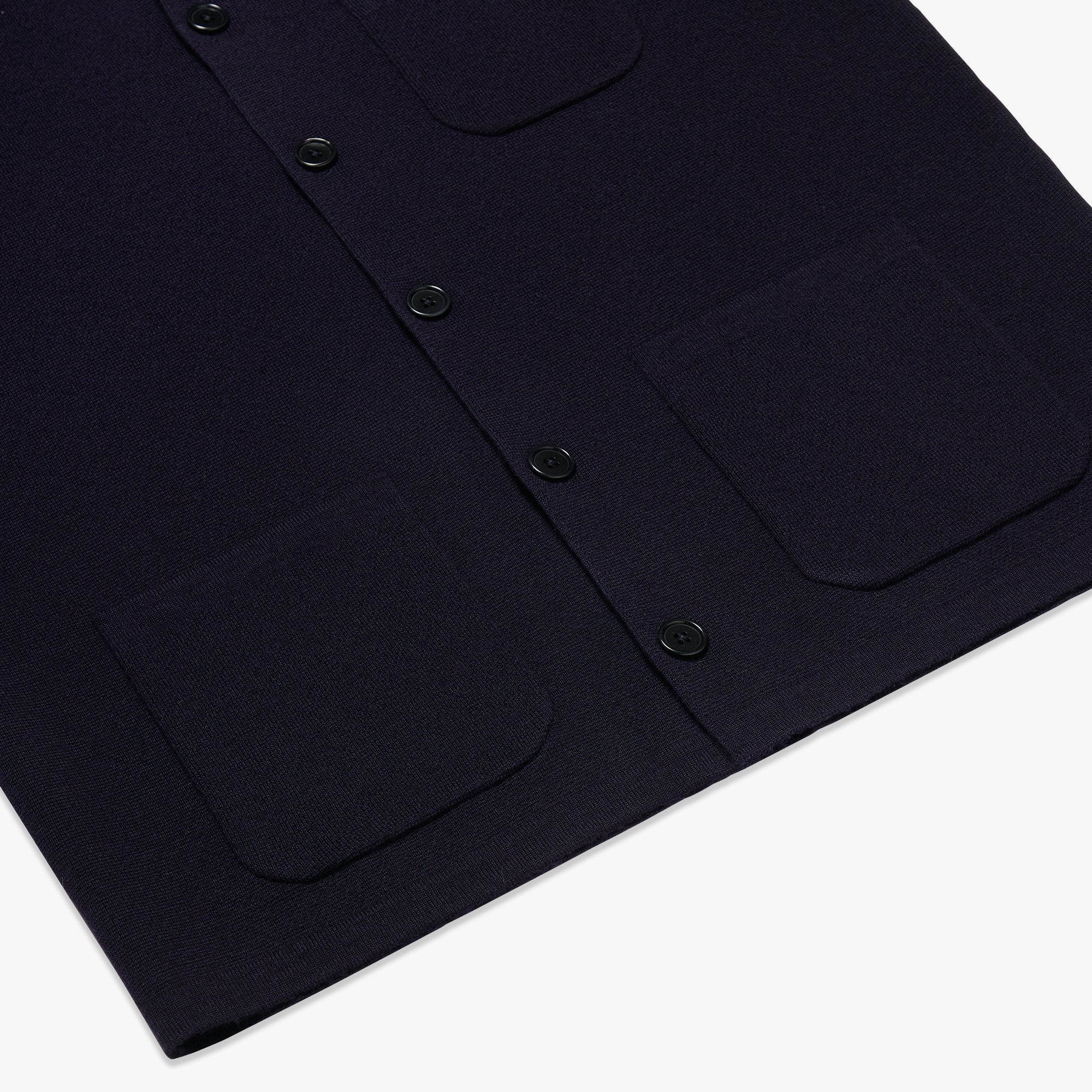 Merino Wool Knit Overshirt Navy Mens