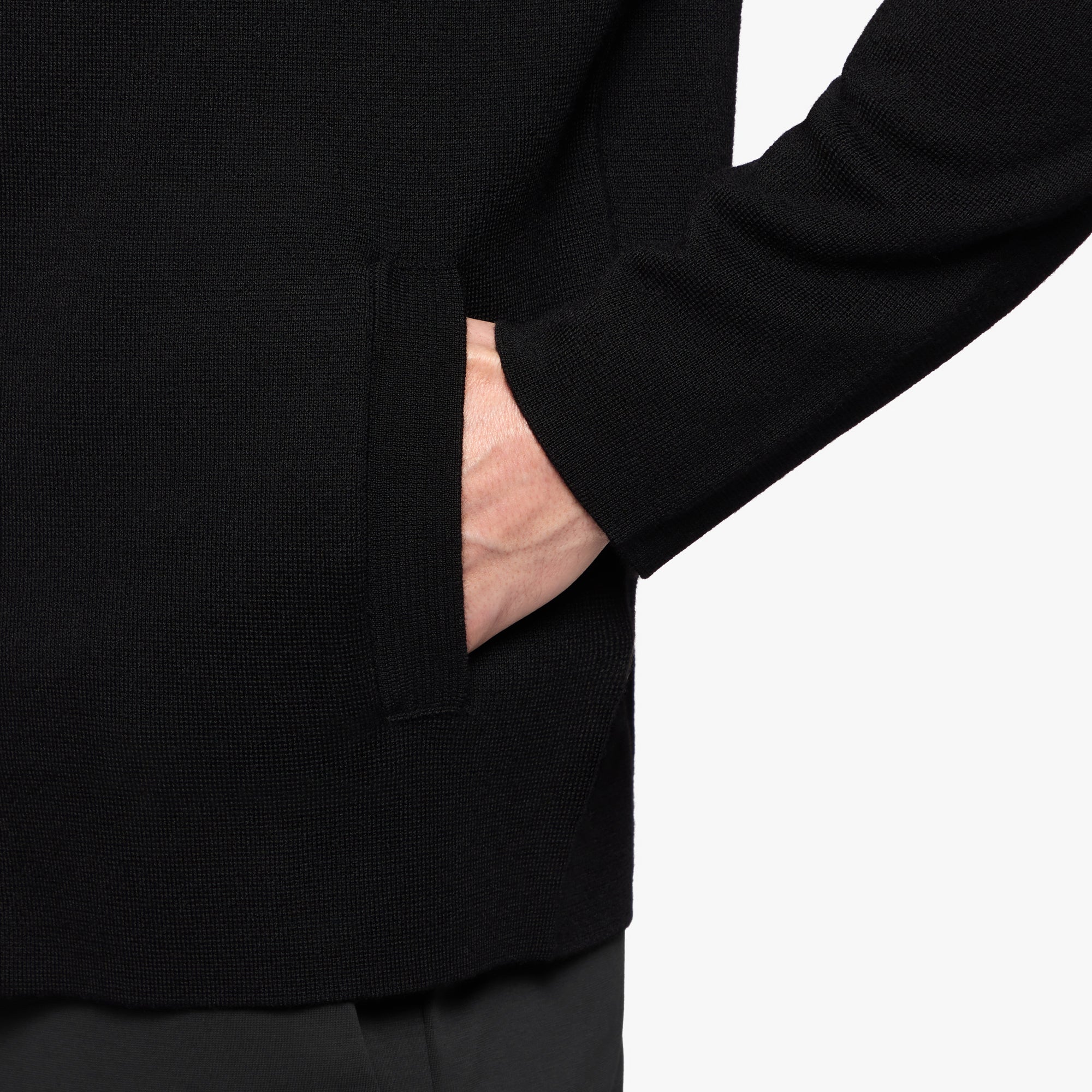 Merino Wool Full Zip Cardigan Black Mens