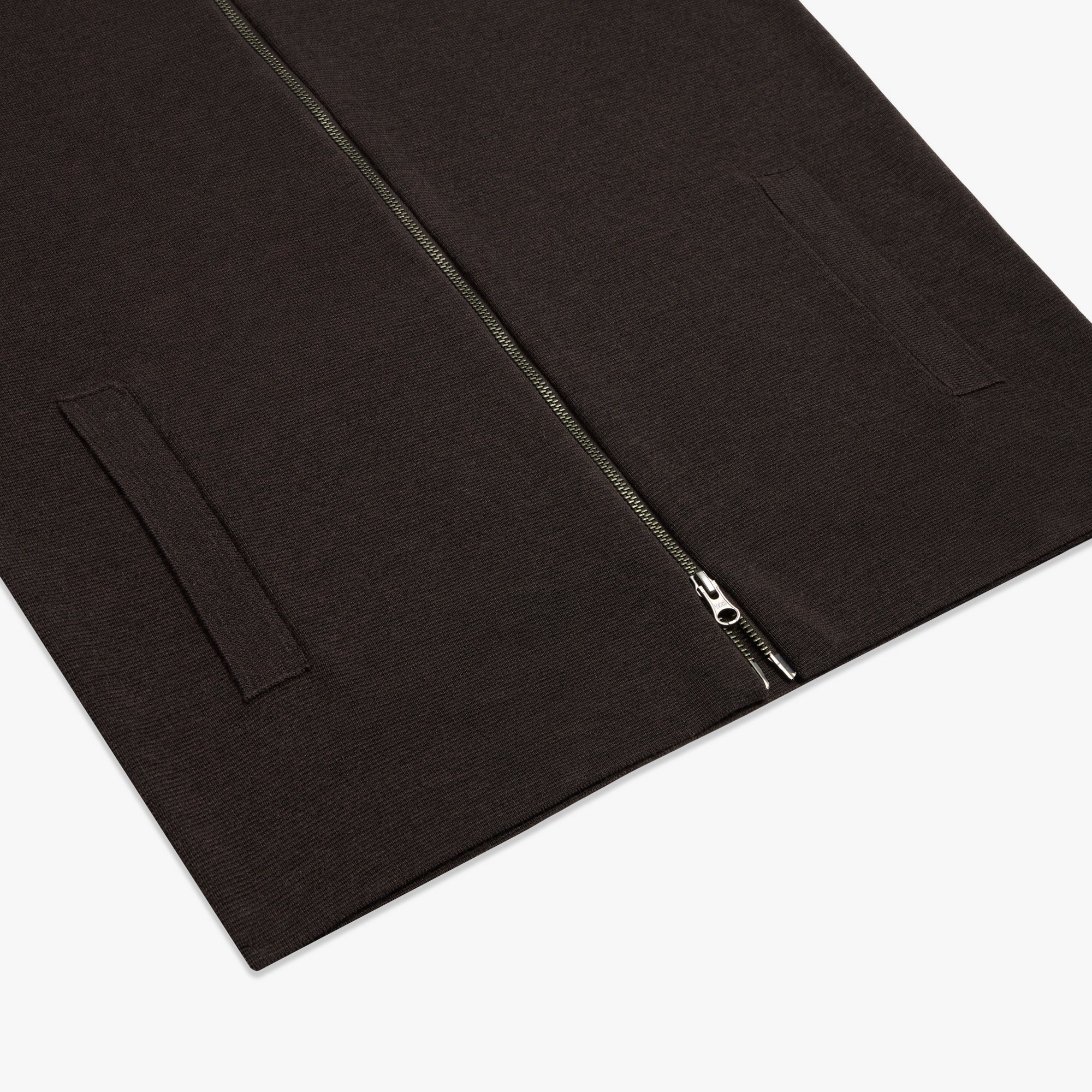 Merino Wool Full Zip Cardigan Espresso Mens