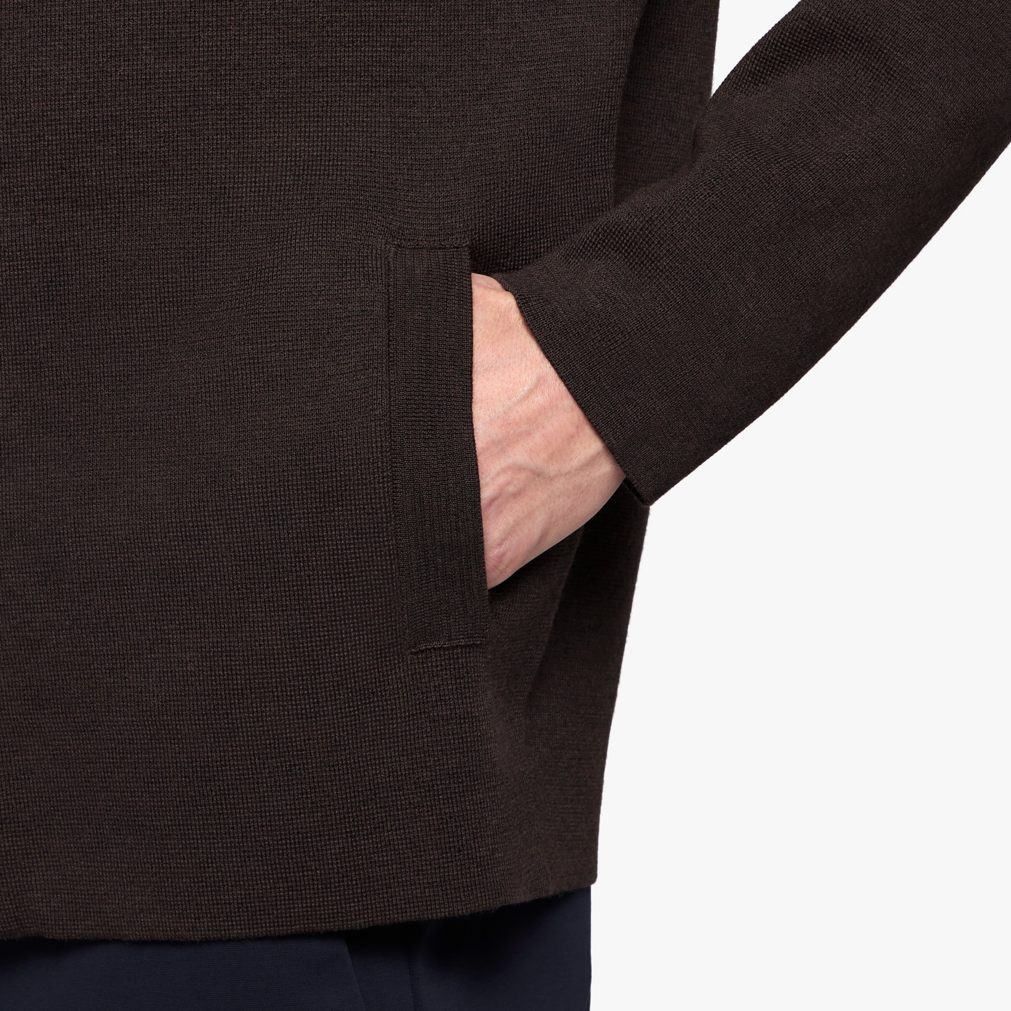 Merino Wool Full Zip Cardigan Espresso Mens