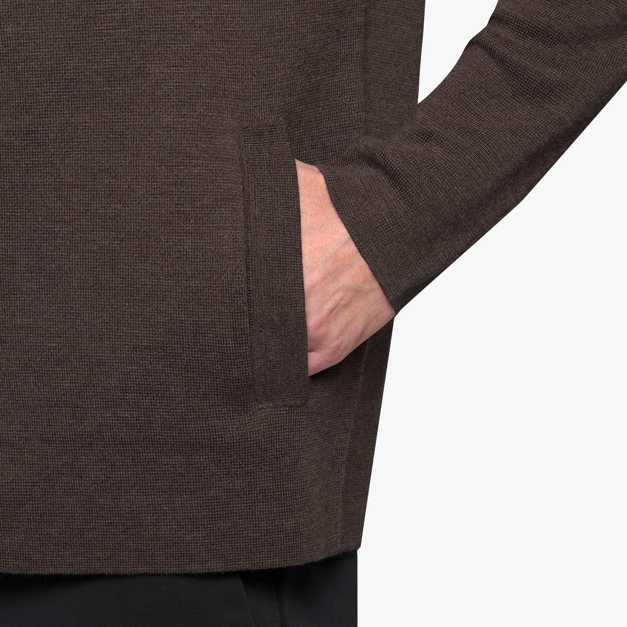 Merino Wool Full Zip Cardigan Mocha Mens