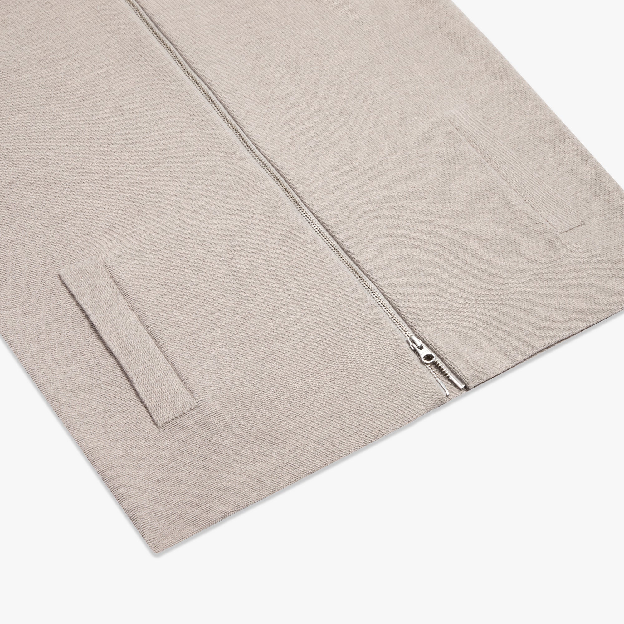 Merino Wool Full Zip Cardigan Ecru Mens