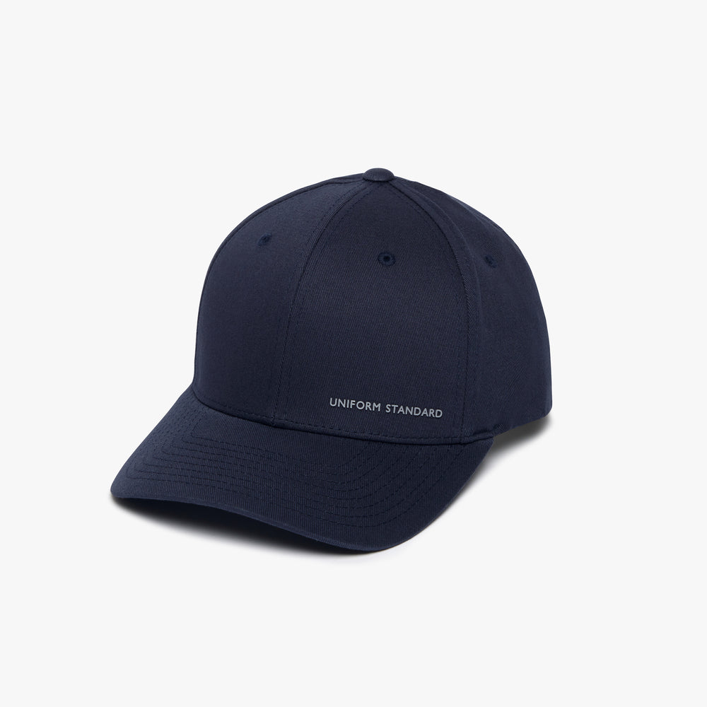 Uniform Standard minimalist cap in Navy designed in East London