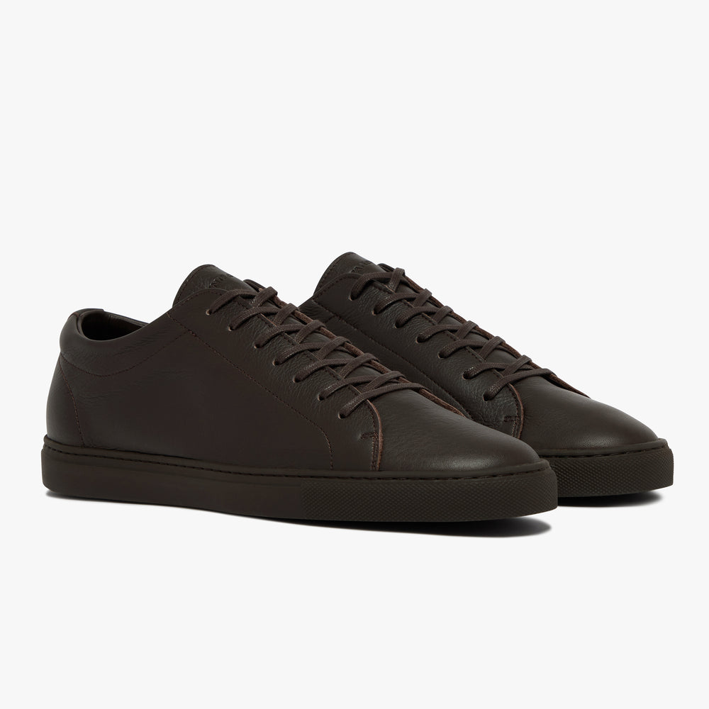 Men's Triple Espresso Leather Relaxed Sneaker side profile