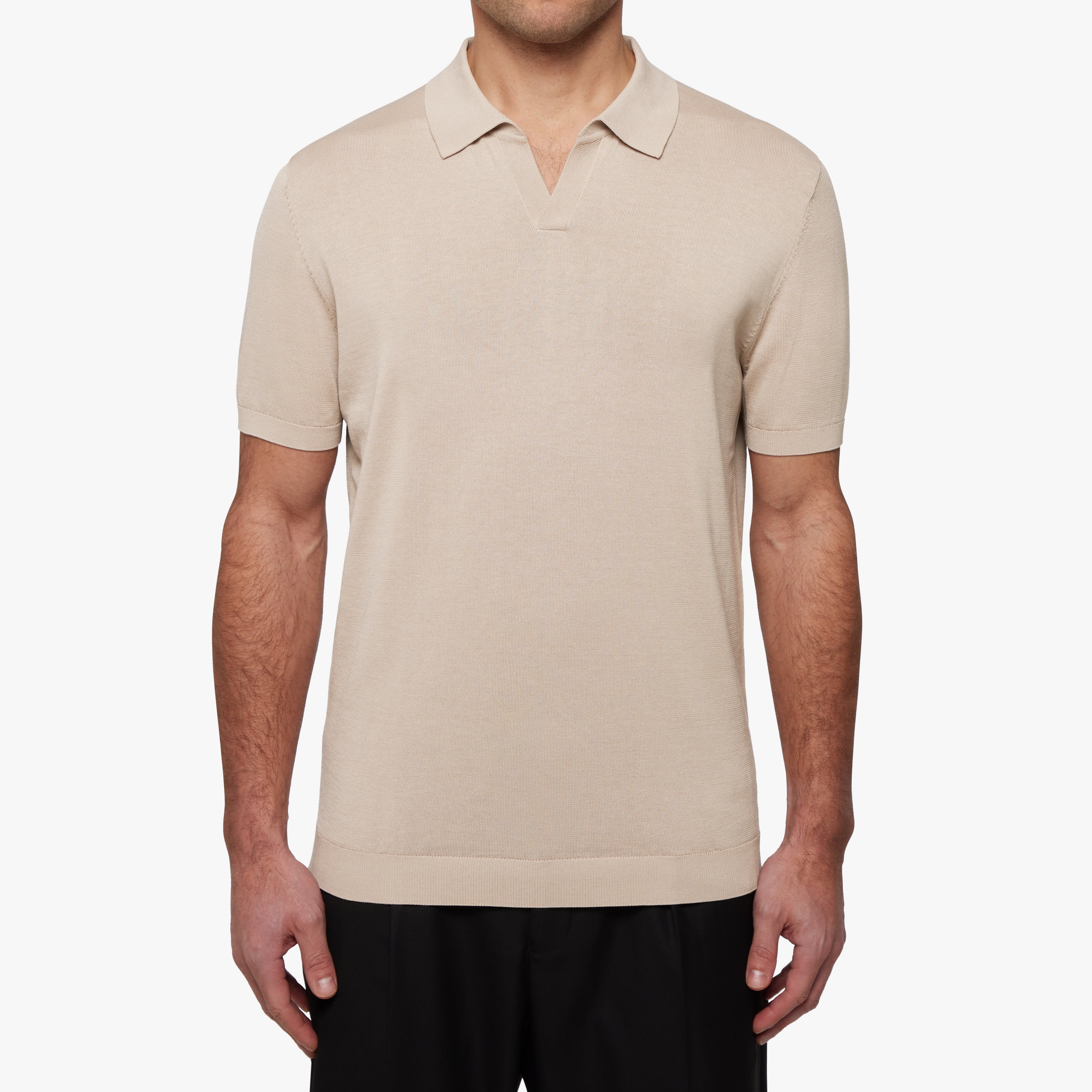 Cotton silk relaxed polo clay