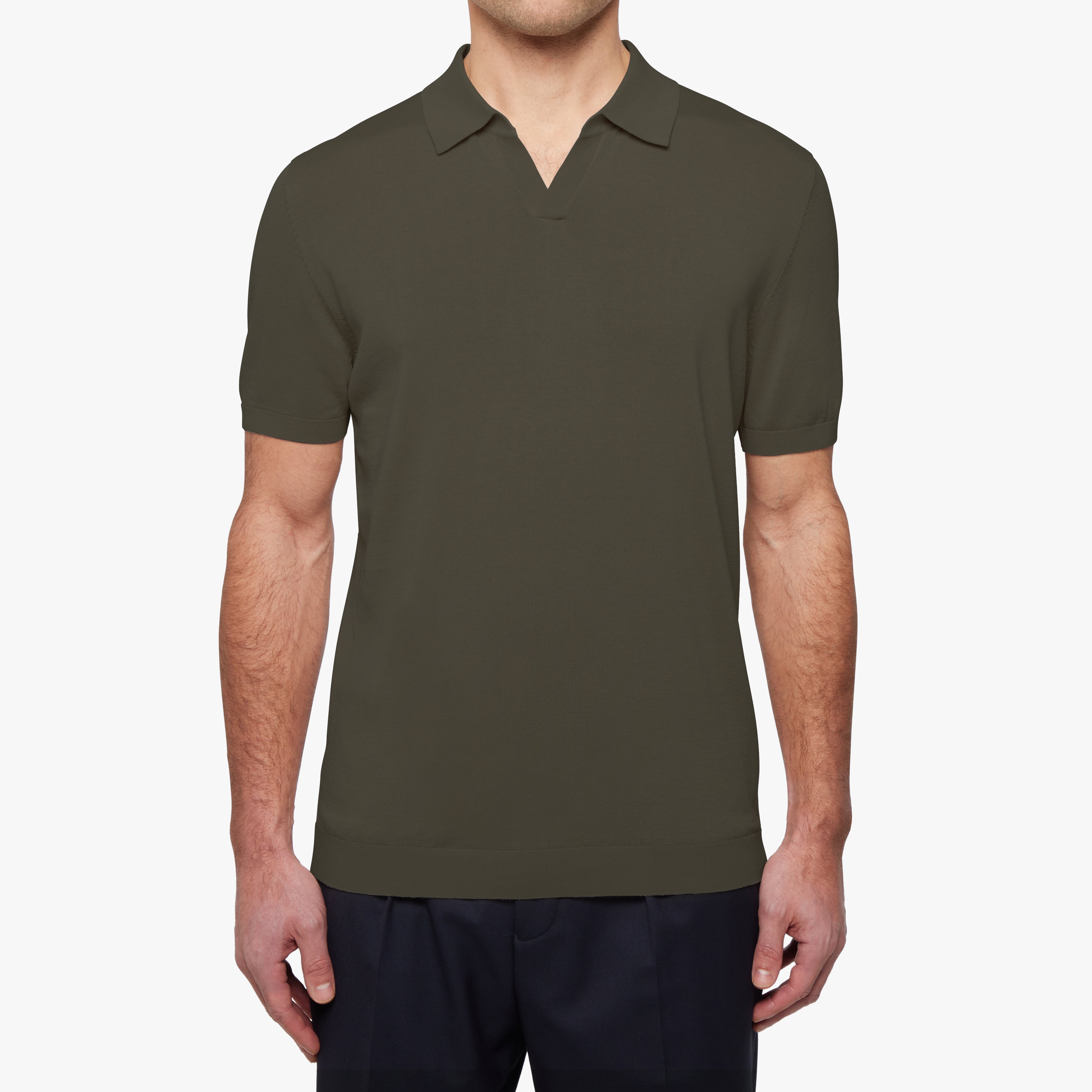 Cotton Silk Relaxed Polo Hunter Mens