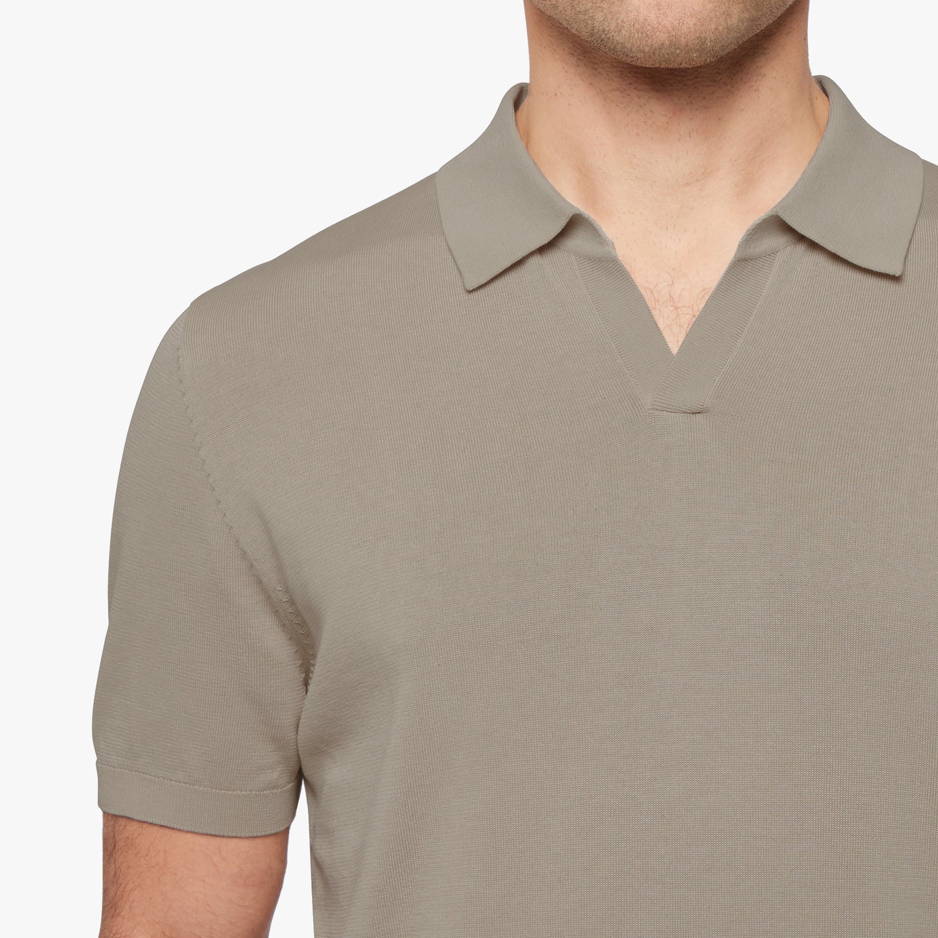 Cotton Silk Relaxed Polo Mink Mens