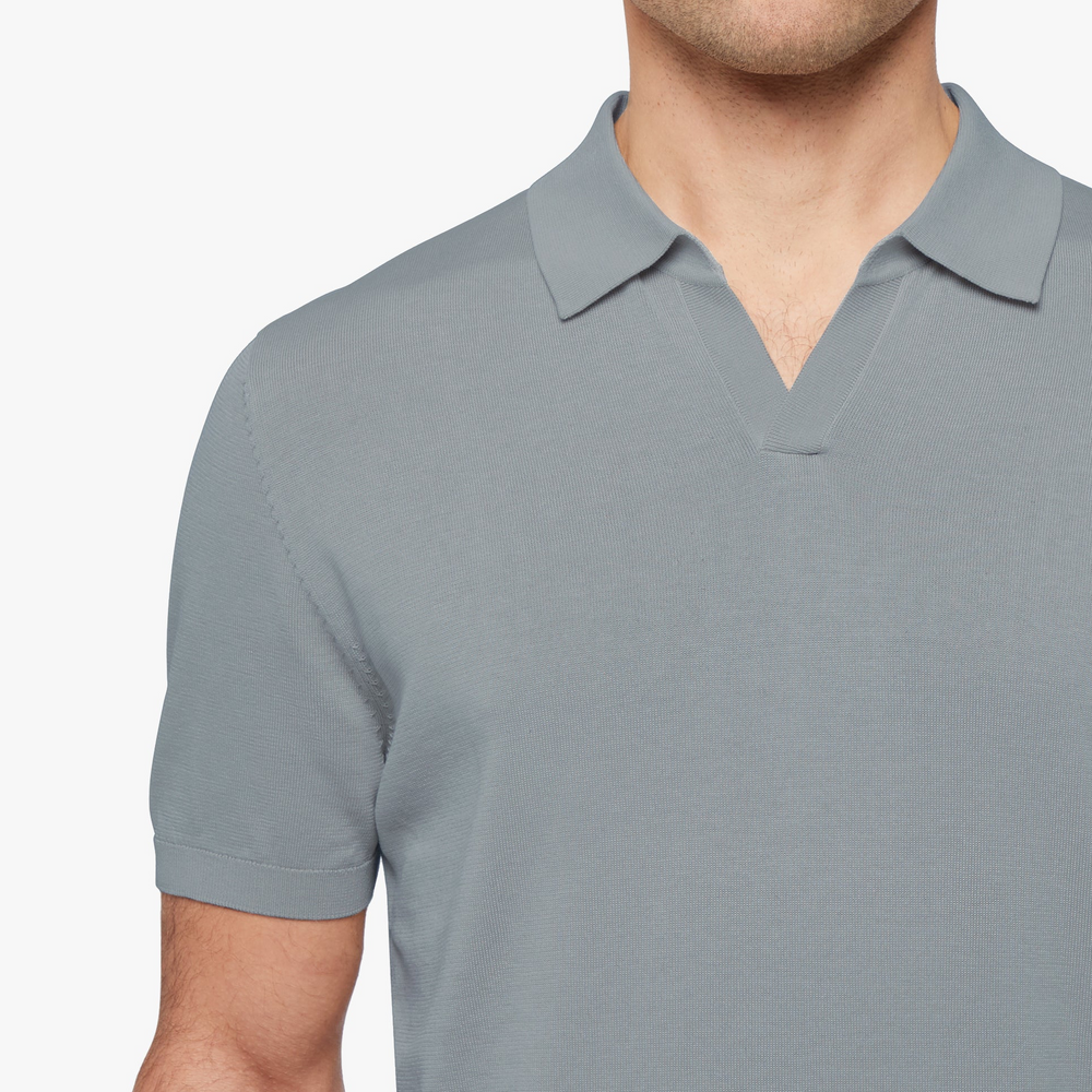 Cotton Silk Relaxed Polo Mist Blue