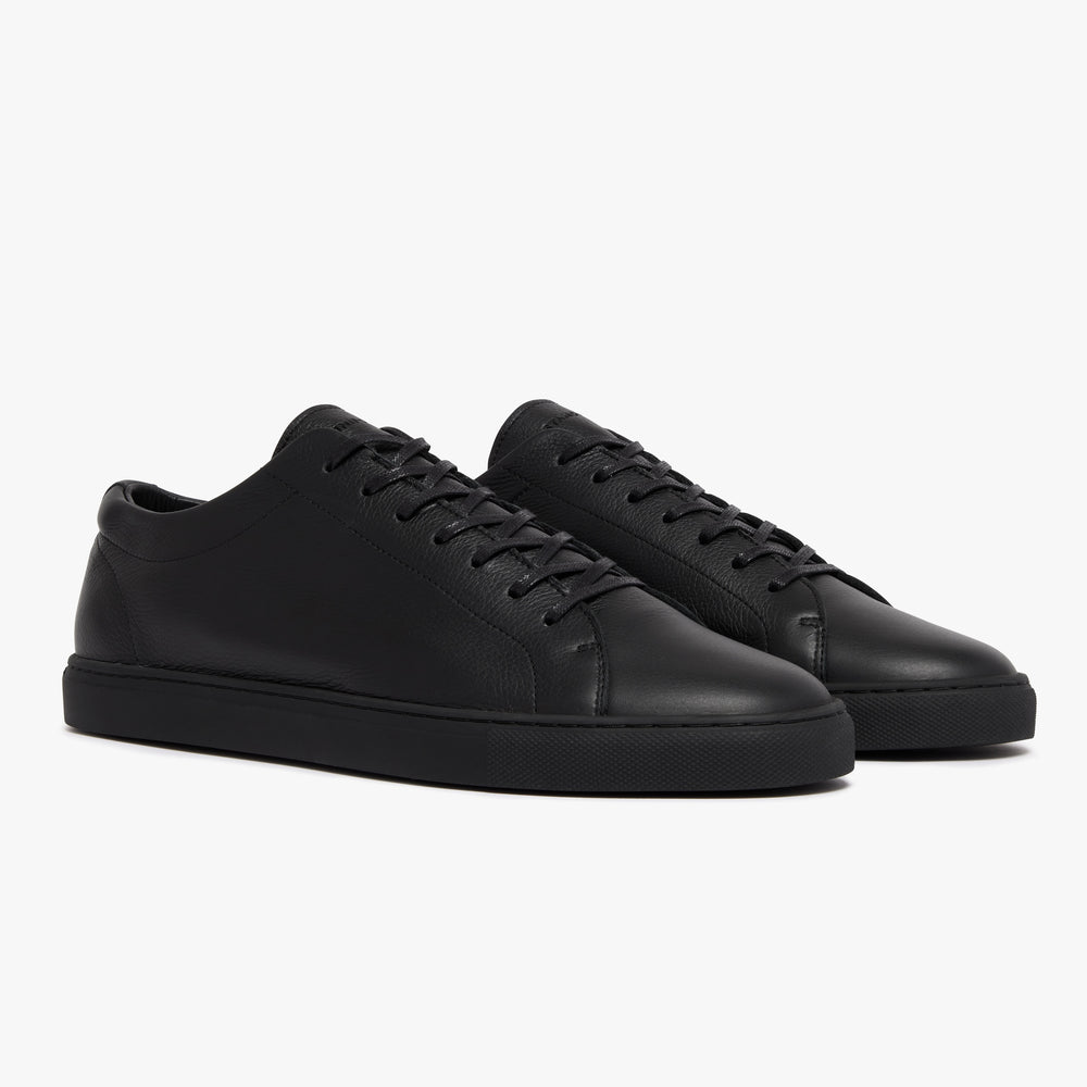 Men's Triple Black Leather Relaxed Sneaker side profile