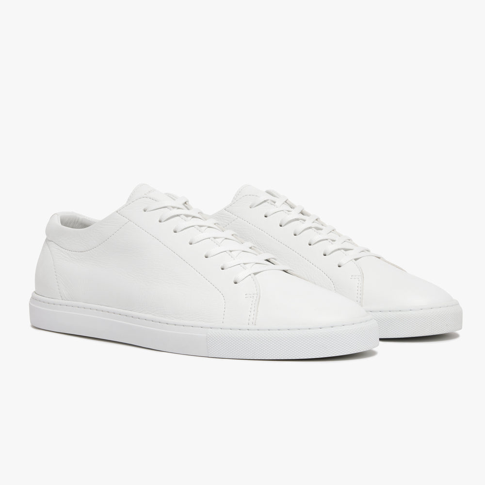 Men's Triple White Leather Relaxed Sneaker side profile