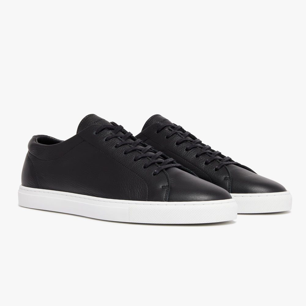 Men's Black Leather Relaxed Sneaker side profile