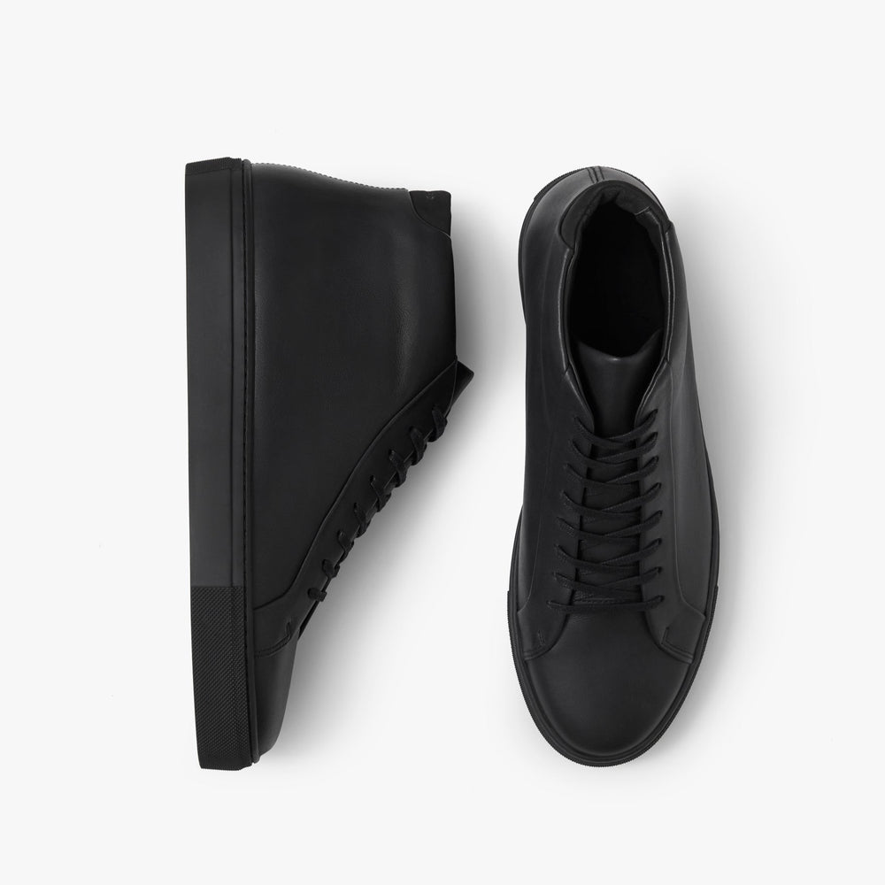 Uniform Standard Men's Series 4 mid top minimalist leather sneaker in Black handcrafted in Portugal