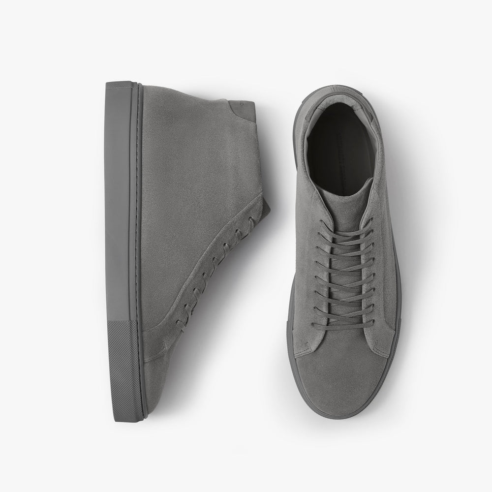 Uniform Standard Men's Series 4 mid top minimalist suede sneaker in Grey handcrafted in Portugal