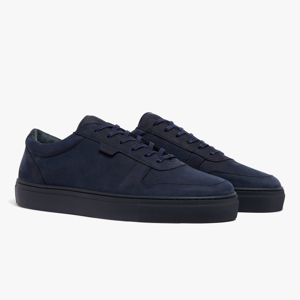Uniform Standard Men's Series 6 minimalist nubuck leather sneaker in Blue handcrafted in Portugal