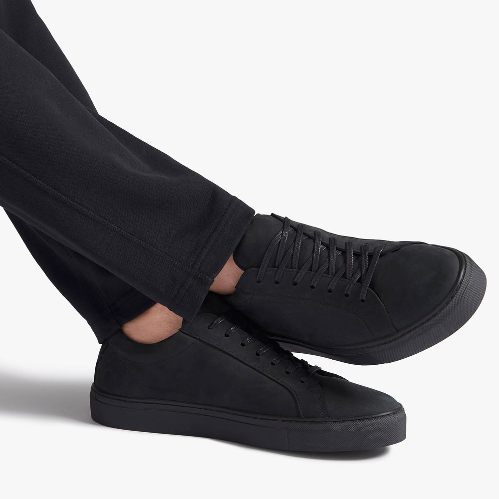 Uniform Standard Men's Series 1 minimalist nubuck leather sneaker in Black handcrafted in Portugal