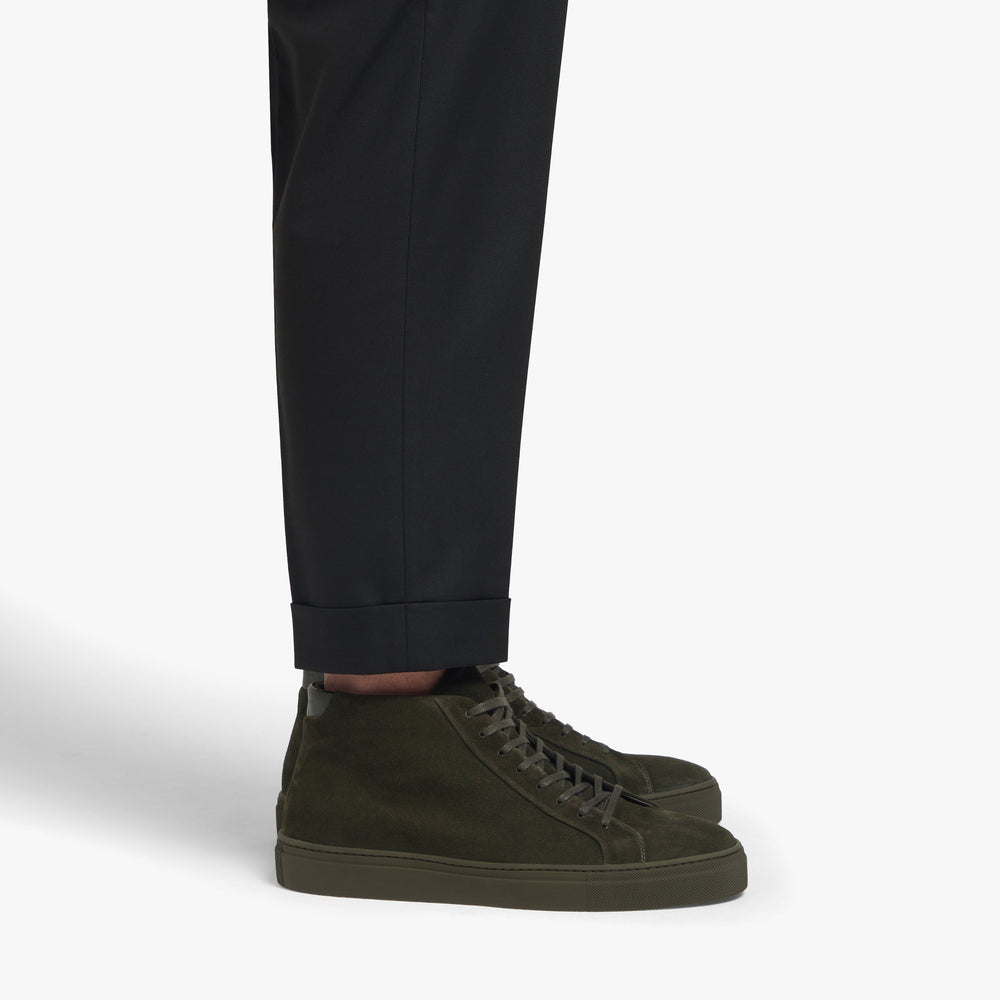 Uniform Standard Men's Series 4 mid top minimalist suede sneaker in Green handcrafted in Portugal