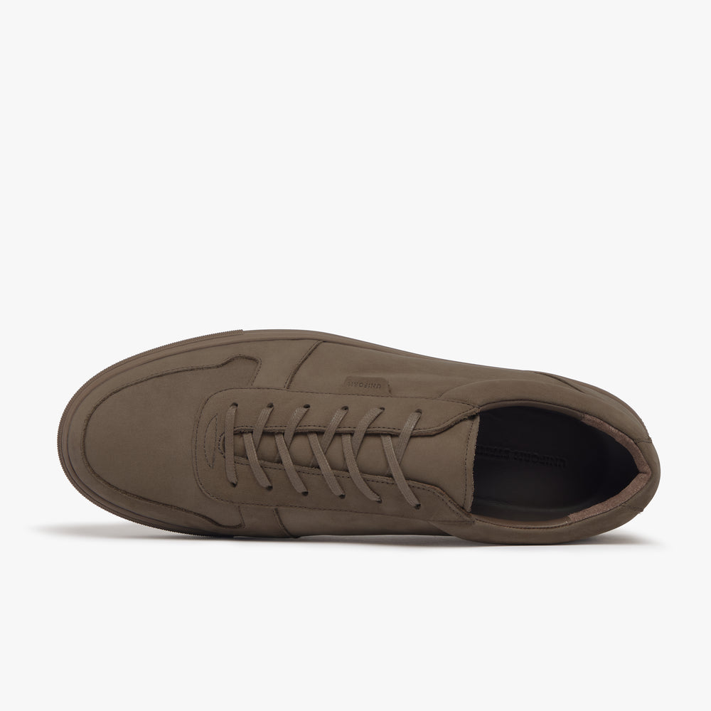 Uniform Standard Men's Series 6 minimalist nubuck leather sneaker in Brown handcrafted in Portugal