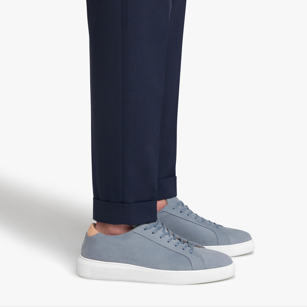 Uniform Standard Men's Series 8 minimalist nubuck leather sneaker in Blue handcrafted in Portugal