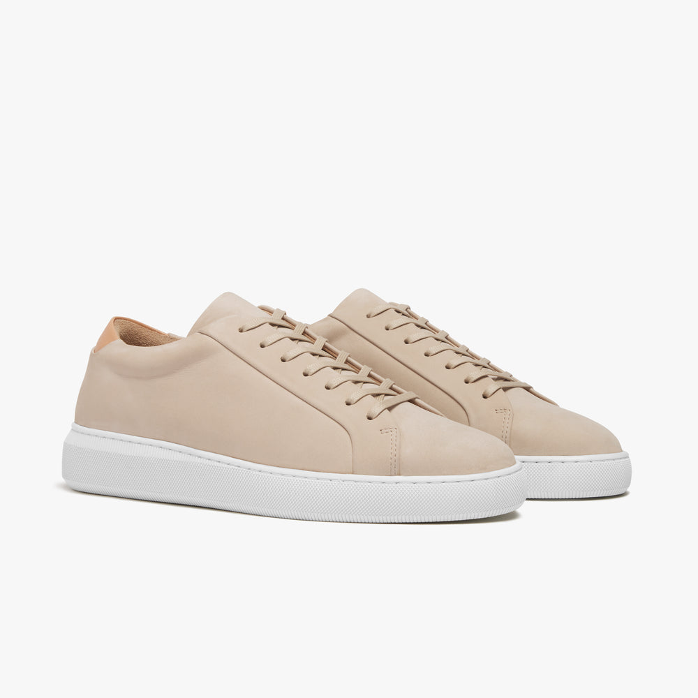 Uniform Standard Women's Series 8 minimalist nubuck leather sneaker in Beige handcrafted in Portugal
