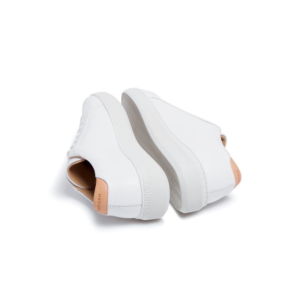 Uniform Standard Men's Series 8 minimalist leather sneaker in White handcrafted in Portugal