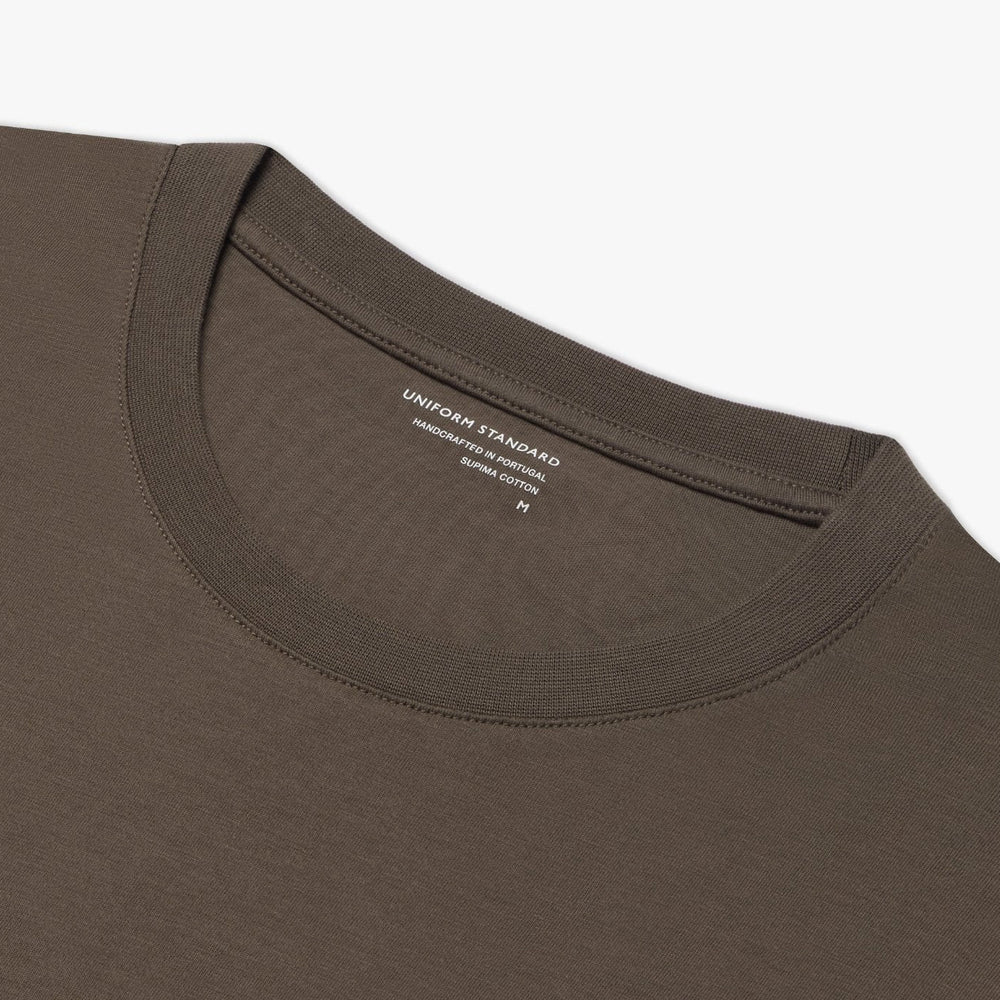 Uniform Standard Men's organic cotton minimalist t-shirt in Brown