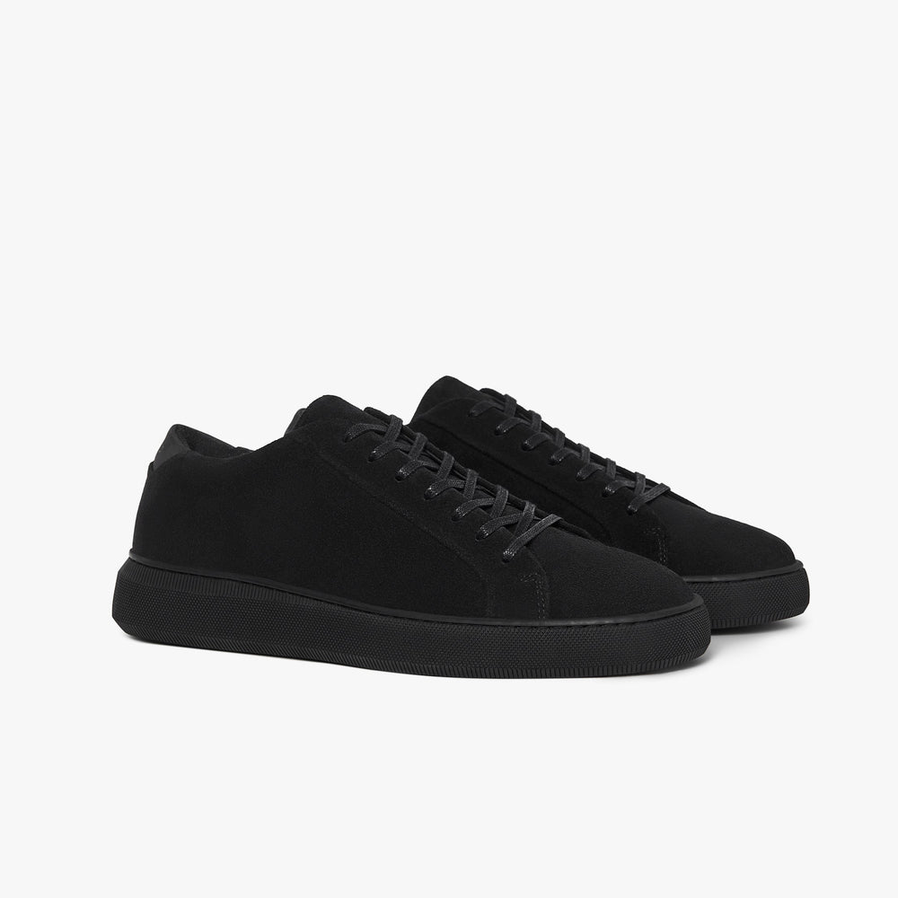 Uniform Standard Women's Series 8 minimalist suede sneaker in Black handcrafted in Portugal