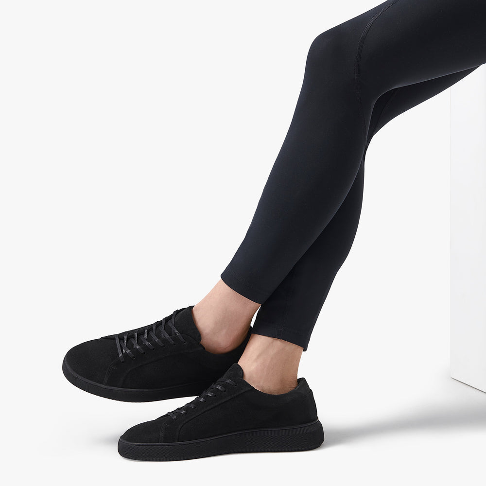 Uniform Standard Women's Series 8 minimalist suede sneaker in Black handcrafted in Portugal