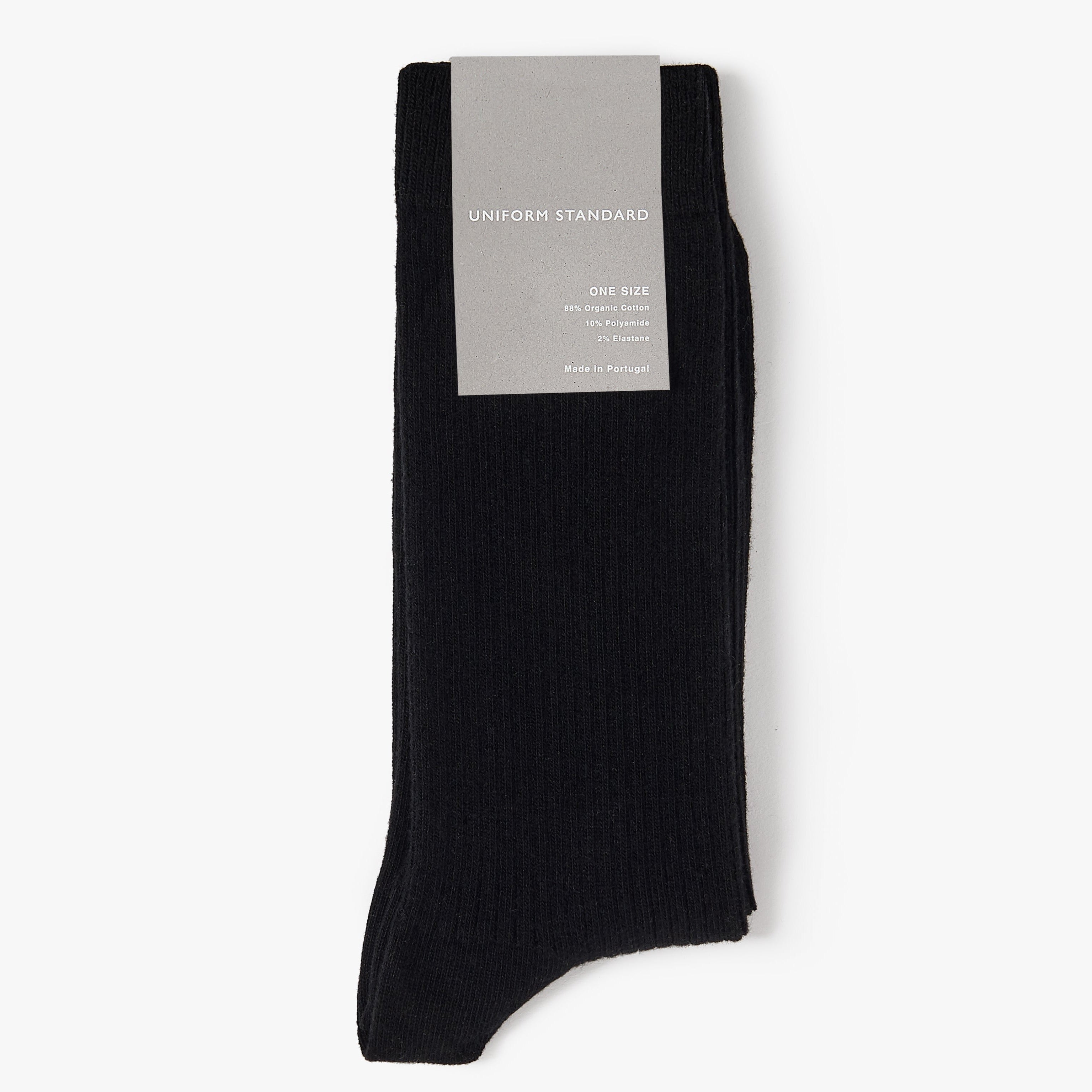 Organic Cotton Rib Sock Black Mens