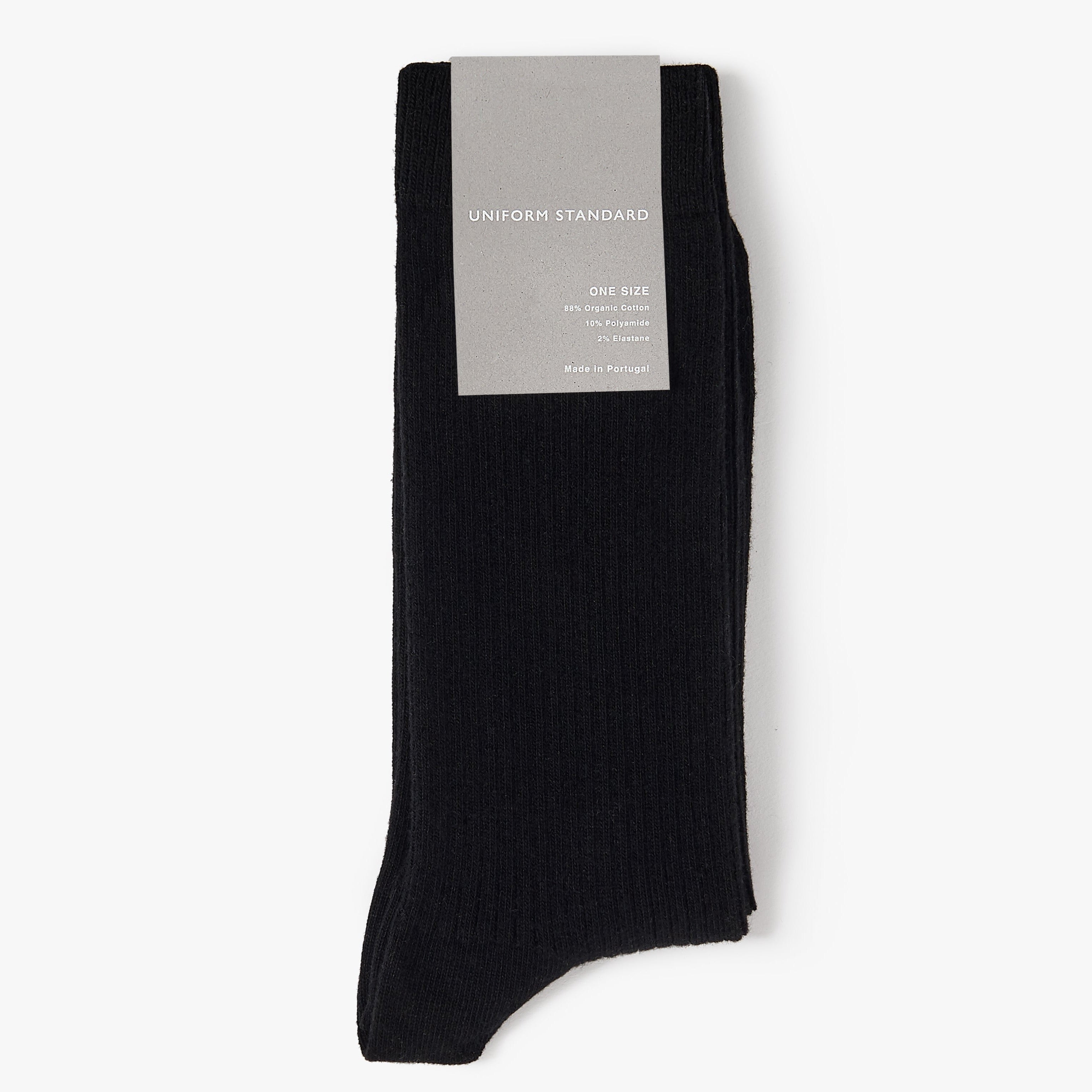 Organic Cotton Rib Sock Black Mens
