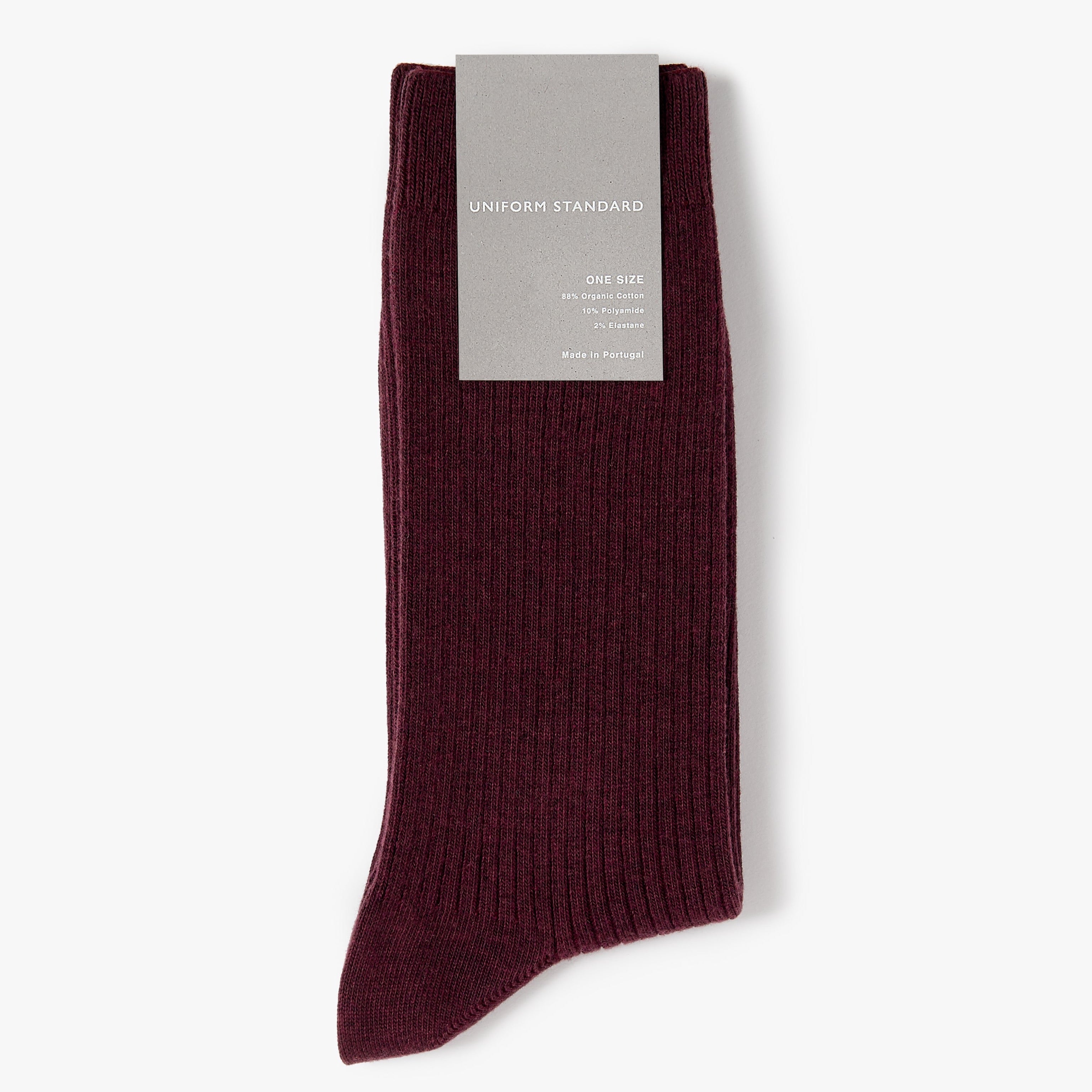 Organic Cotton Rib Socks Claret Mens