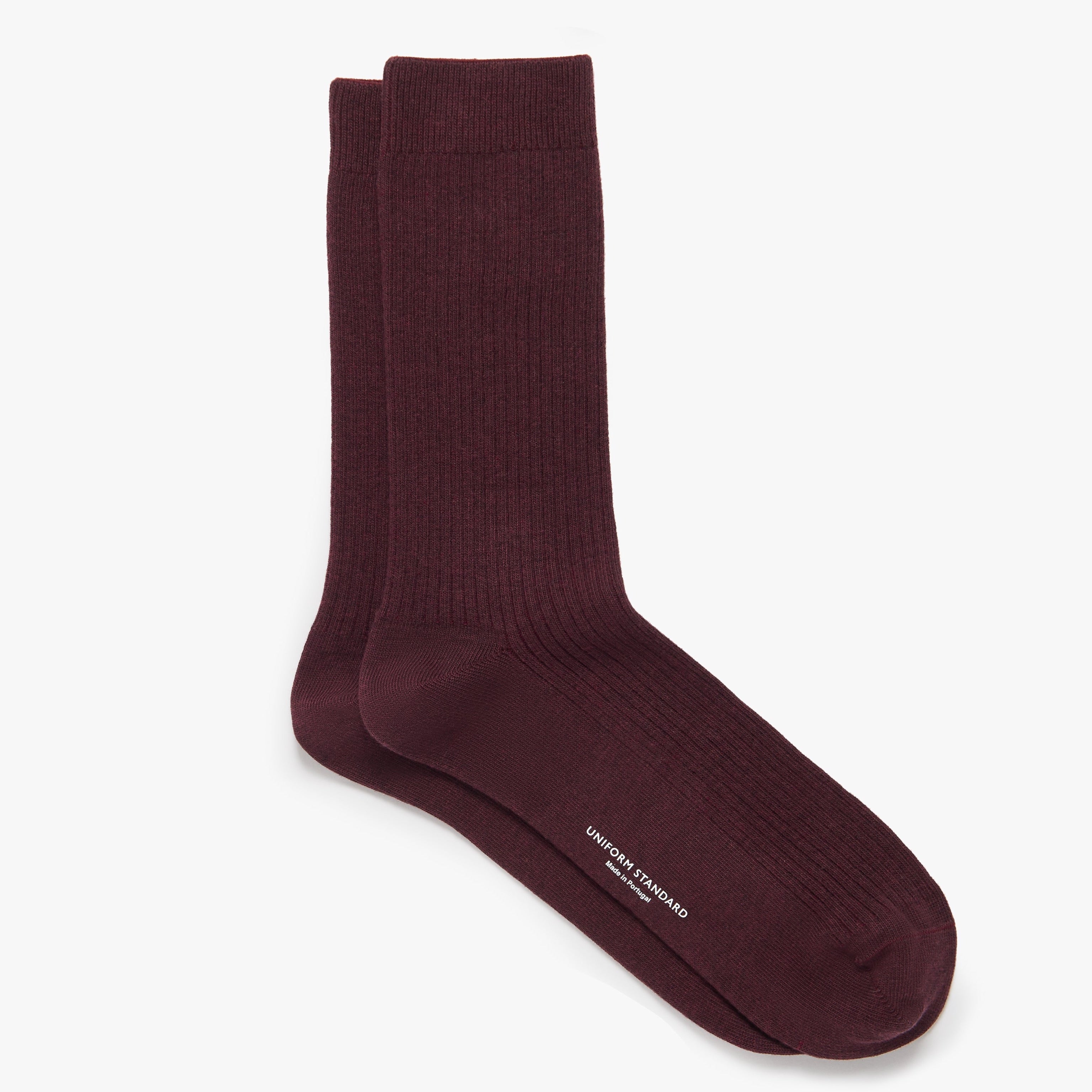 Organic Cotton Rib Socks Claret Mens