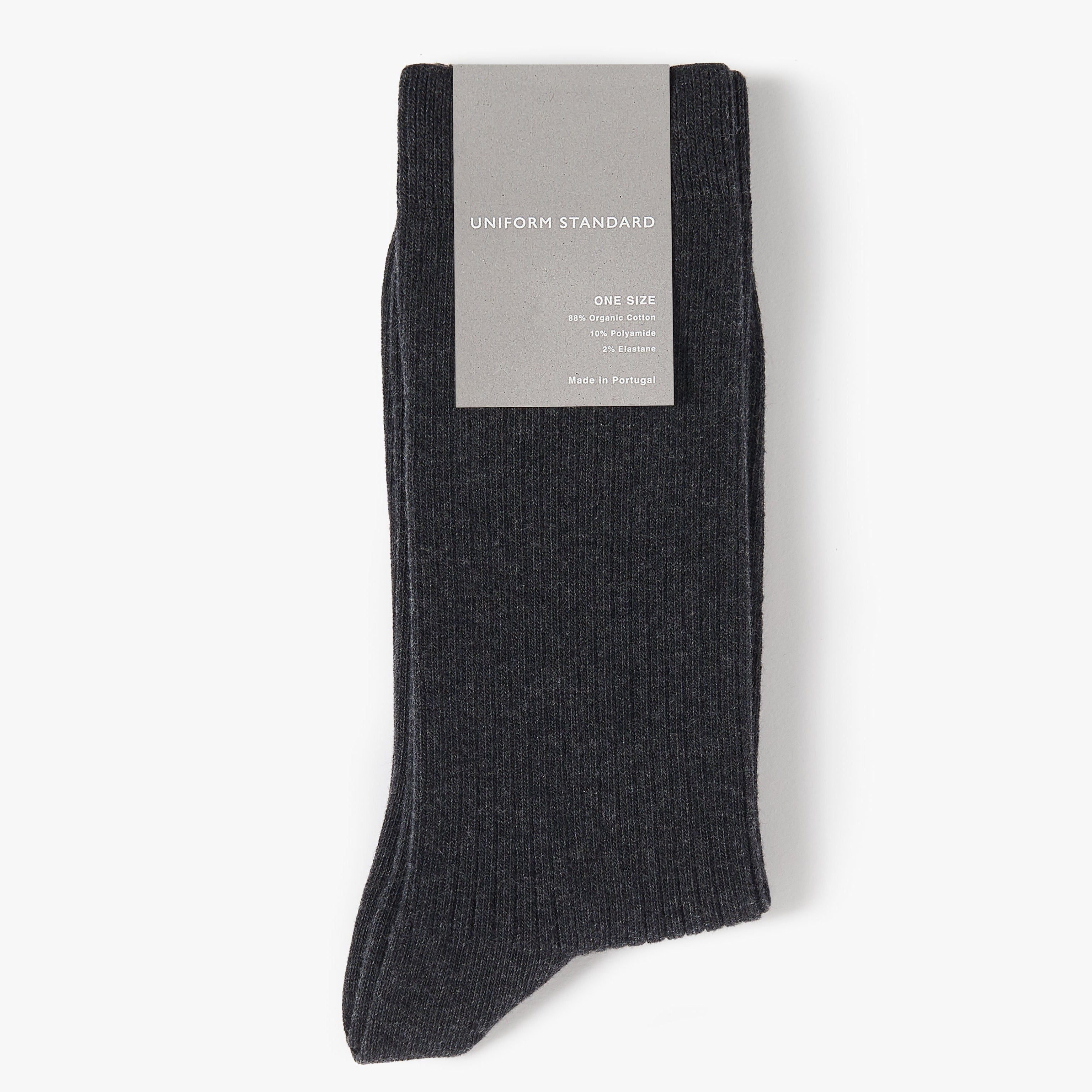 Organic Cotton Rib Sock Carbon Melange Mens