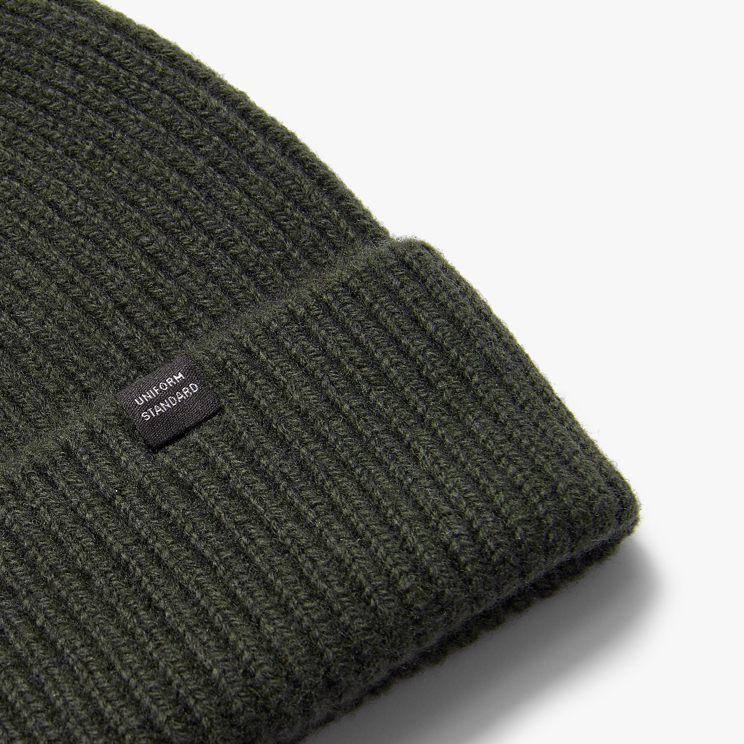 Merino Wool Rib Beanie Military