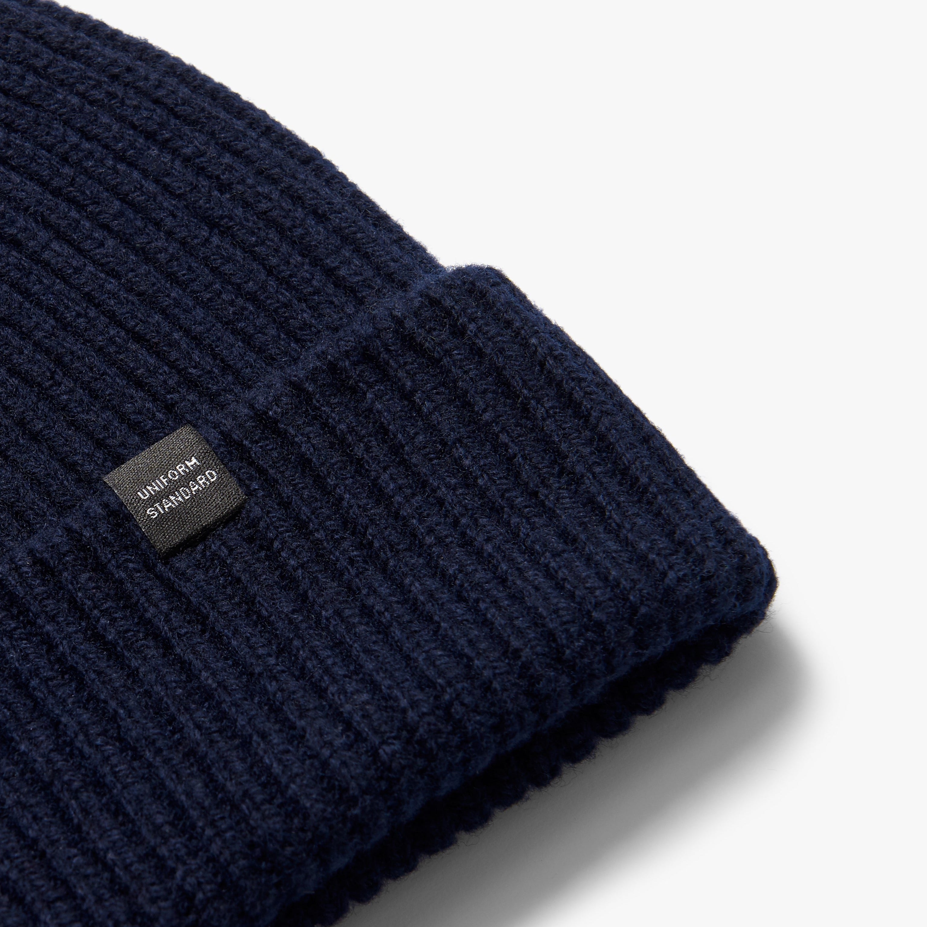 Merino Wool Rib Beanie Navy