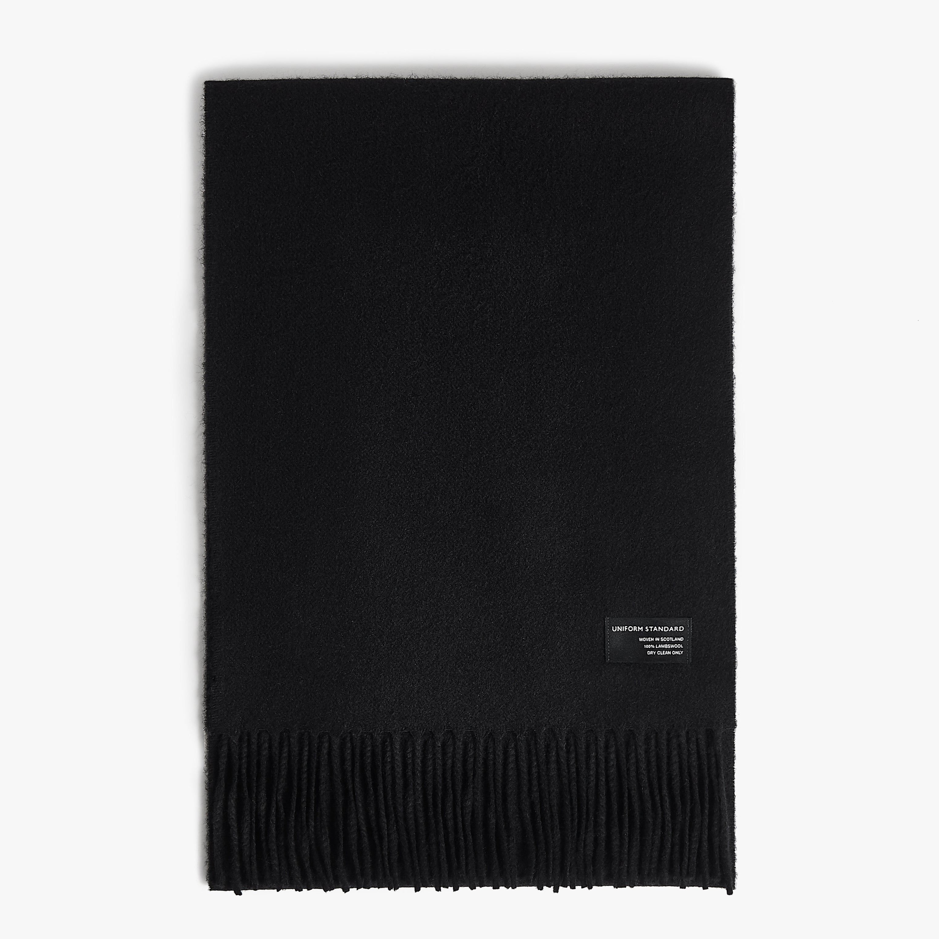 Merino Wool Woven Scarf Black