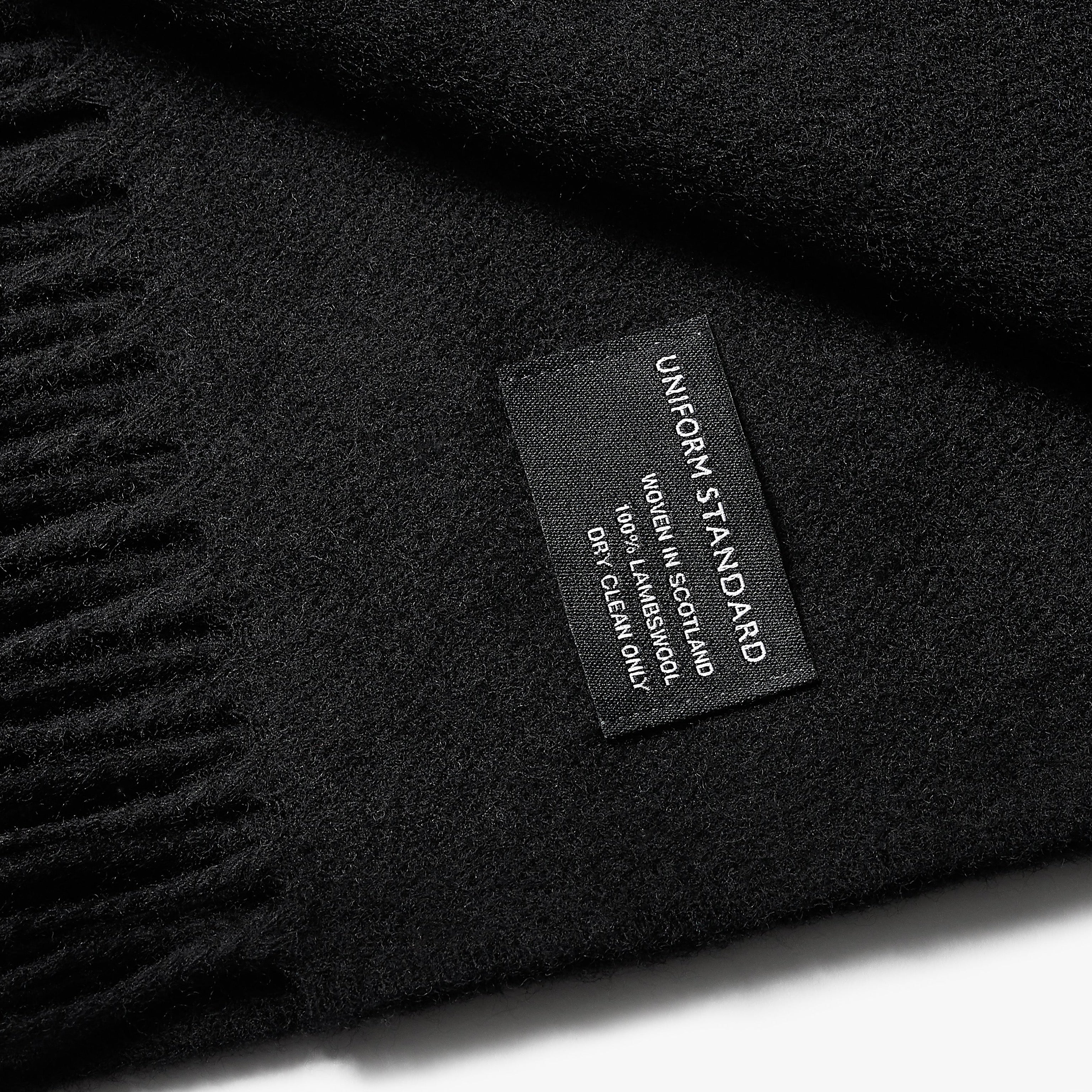 Merino Wool Woven Scarf Black