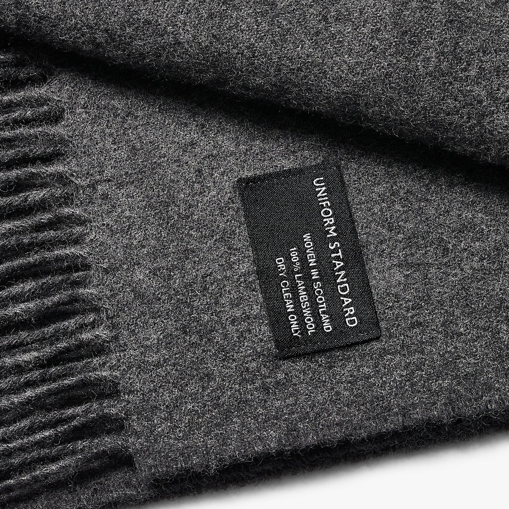Uniform Standard luxury merino wool scarf in Grey designed in East London