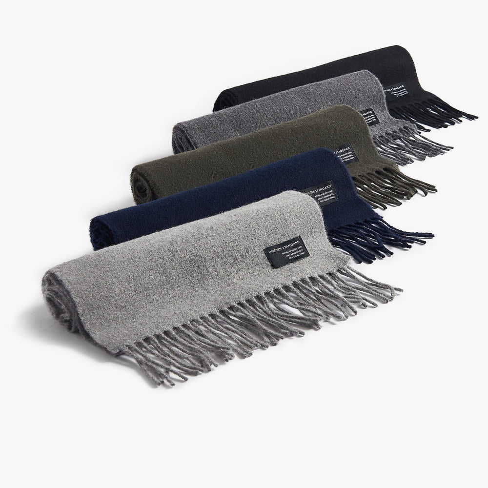 Uniform Standard luxury merino wool scarf in Grey designed in East London