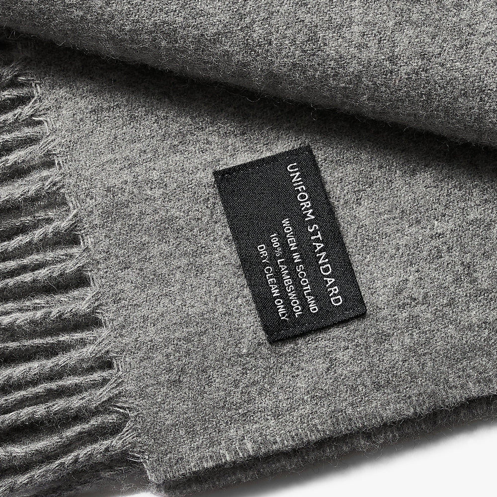 Uniform Standard luxury merino wool scarf in Grey designed in East London