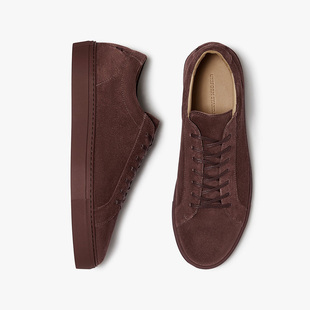Uniform Standard Men's Series 1 minimalist suede sneaker in Red handcrafted in Portugal