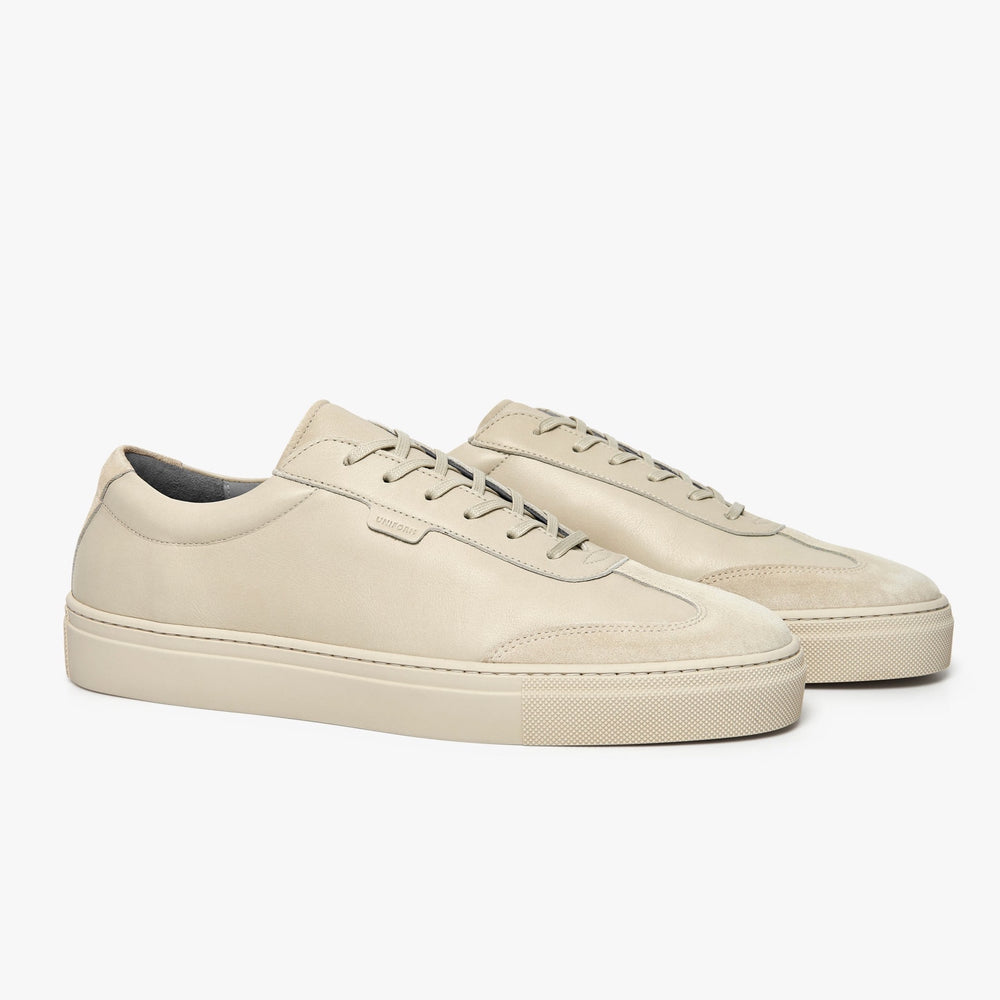 Uniform Standard Men's Series 3 minimalist leather sneaker in Beige handcrafted in Portugal