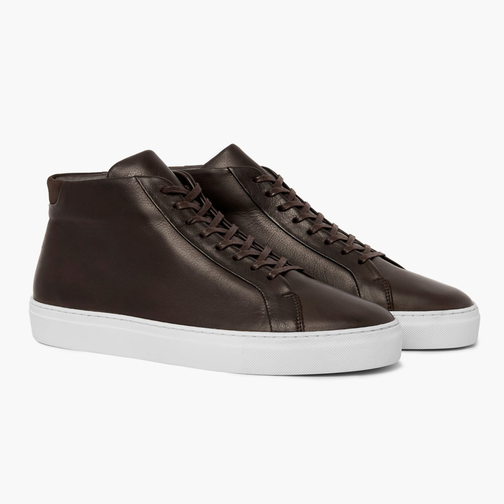 Uniform Standard Men's Series 4 mid top minimalist leather sneaker in Brown handcrafted in Portugal