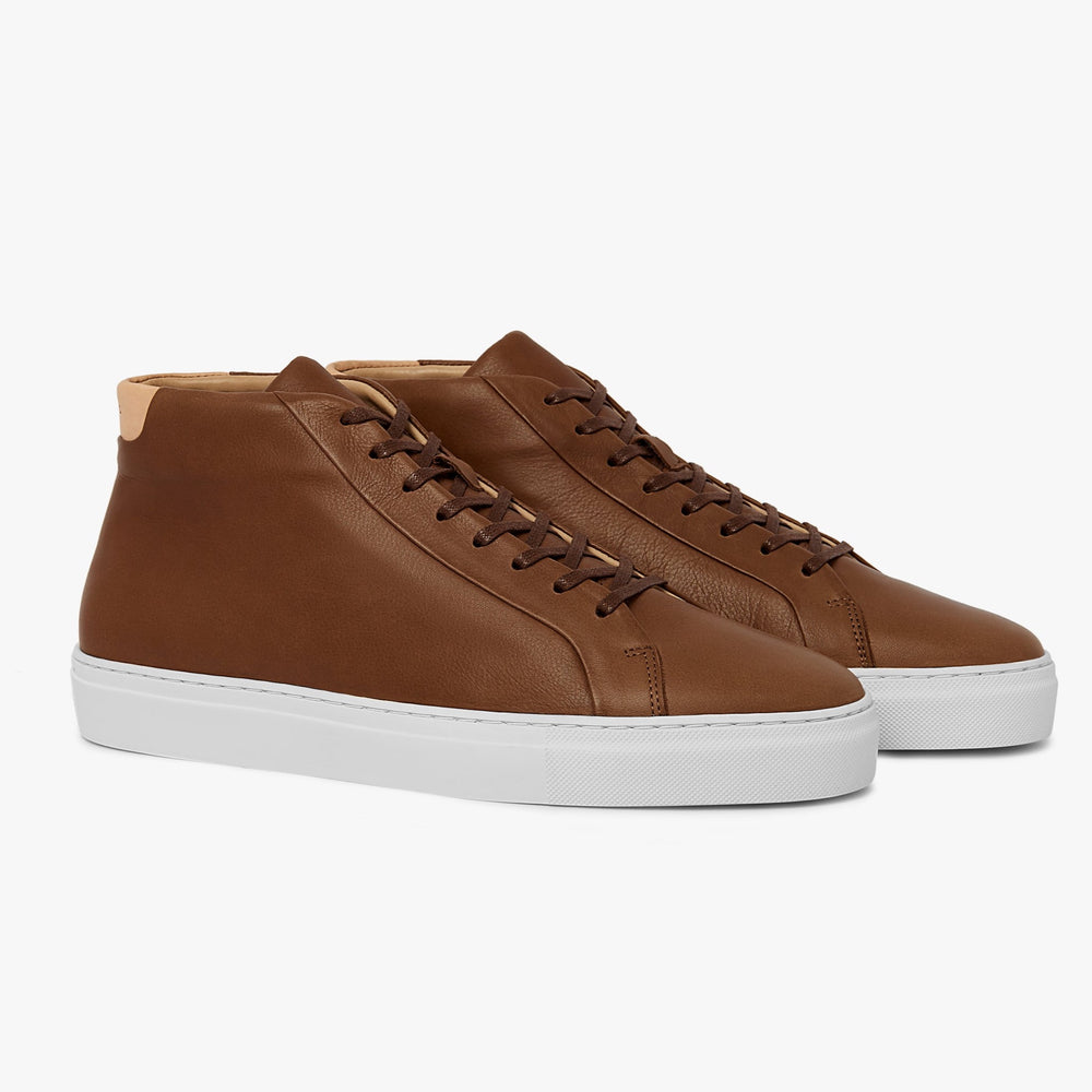 Uniform Standard Men's Series 4 mid top minimalist leather sneaker in Brown handcrafted in Portugal