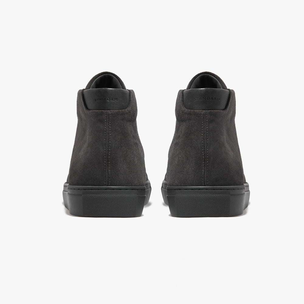 Uniform Standard Men's Series 4 mid top minimalist suede sneaker in Grey handcrafted in Portugal