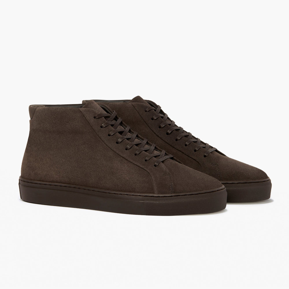 Uniform Standard Men's Series 4 mid top minimalist suede sneaker in Brown handcrafted in Portugal