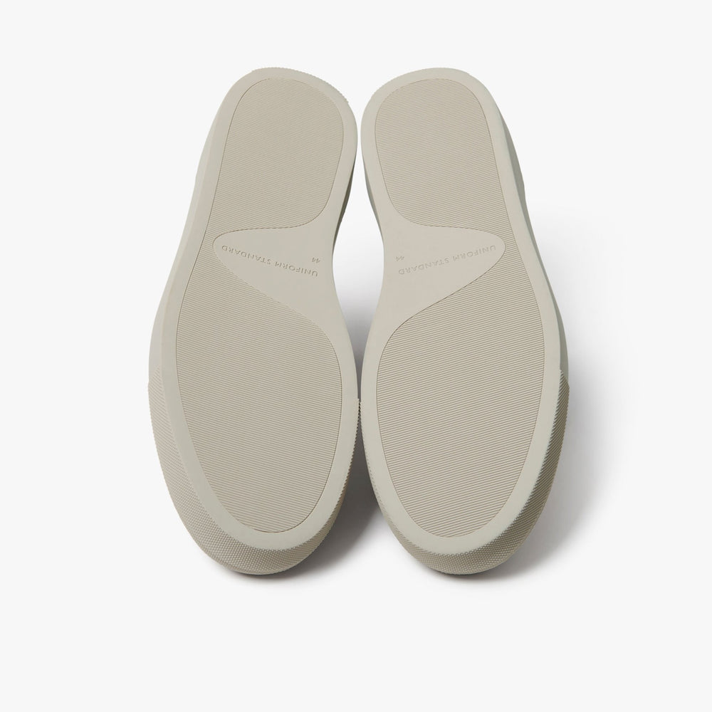 Uniform Standard Men's Series 6 minimalist nubuck leather sneaker in Beige handcrafted in Portugal